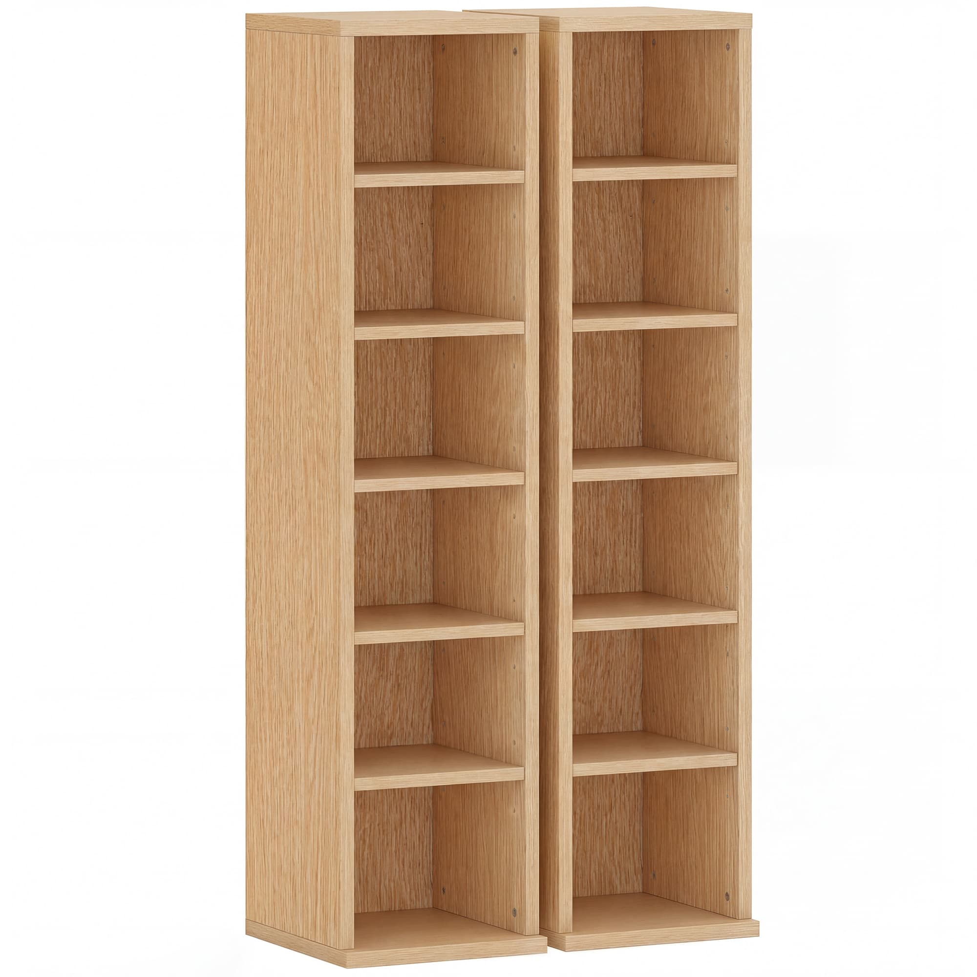 HOMCOM Lot de 2 étagères colonnes armoire de rangement CD-DVD 12 compartiments 21 x 22,5 x 88,5 cm capacité 204 CD bois naturel