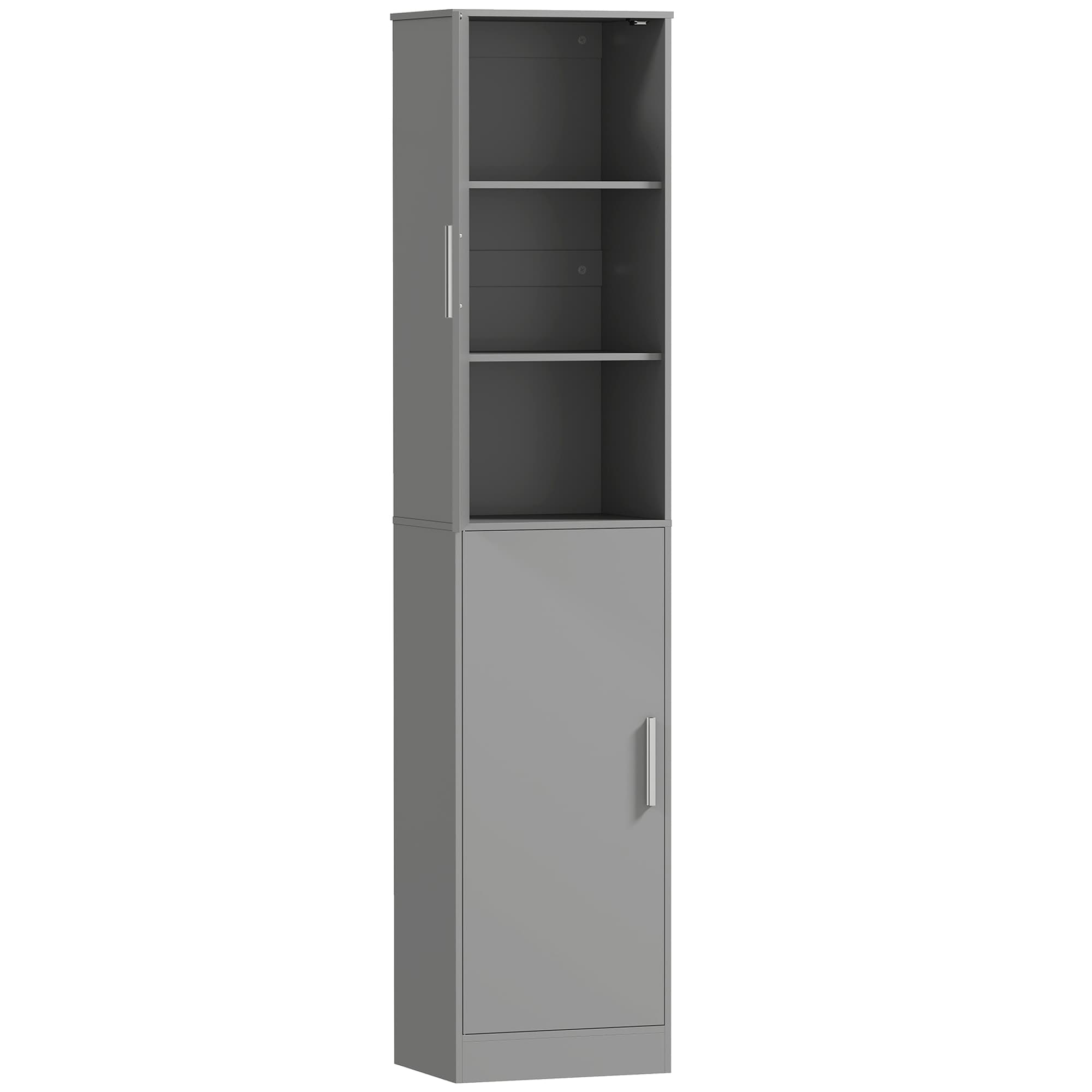 HOMCOM Meuble de salle de bain colonne avec 2 portes et 4 étagères réglables, 40 x 35 x 180 cm, gris