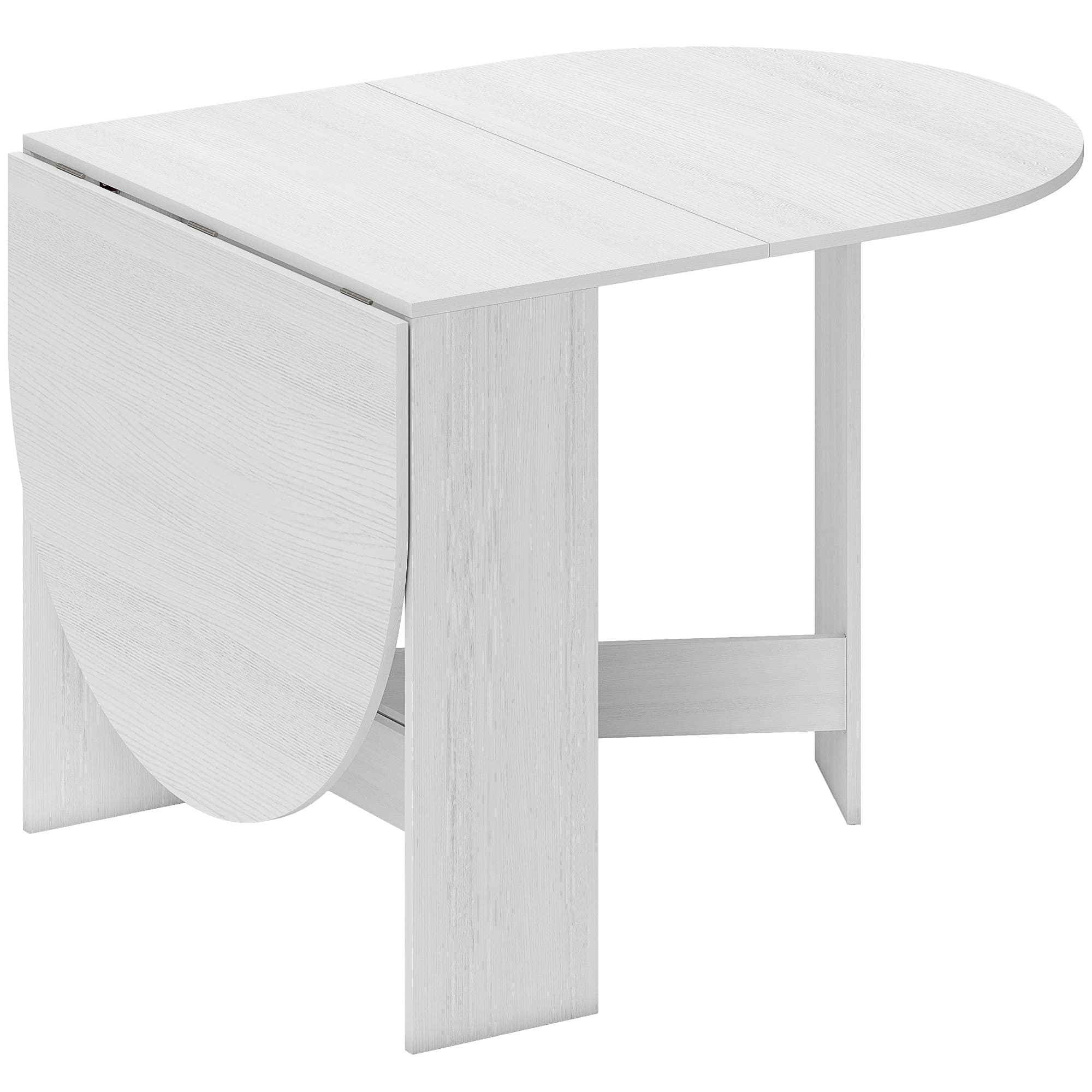 HOMCOM Table à manger pliante, table pliante cuisine ovale jusqu'à 6 personnes, pour petits espaces, salle à manger, blanc