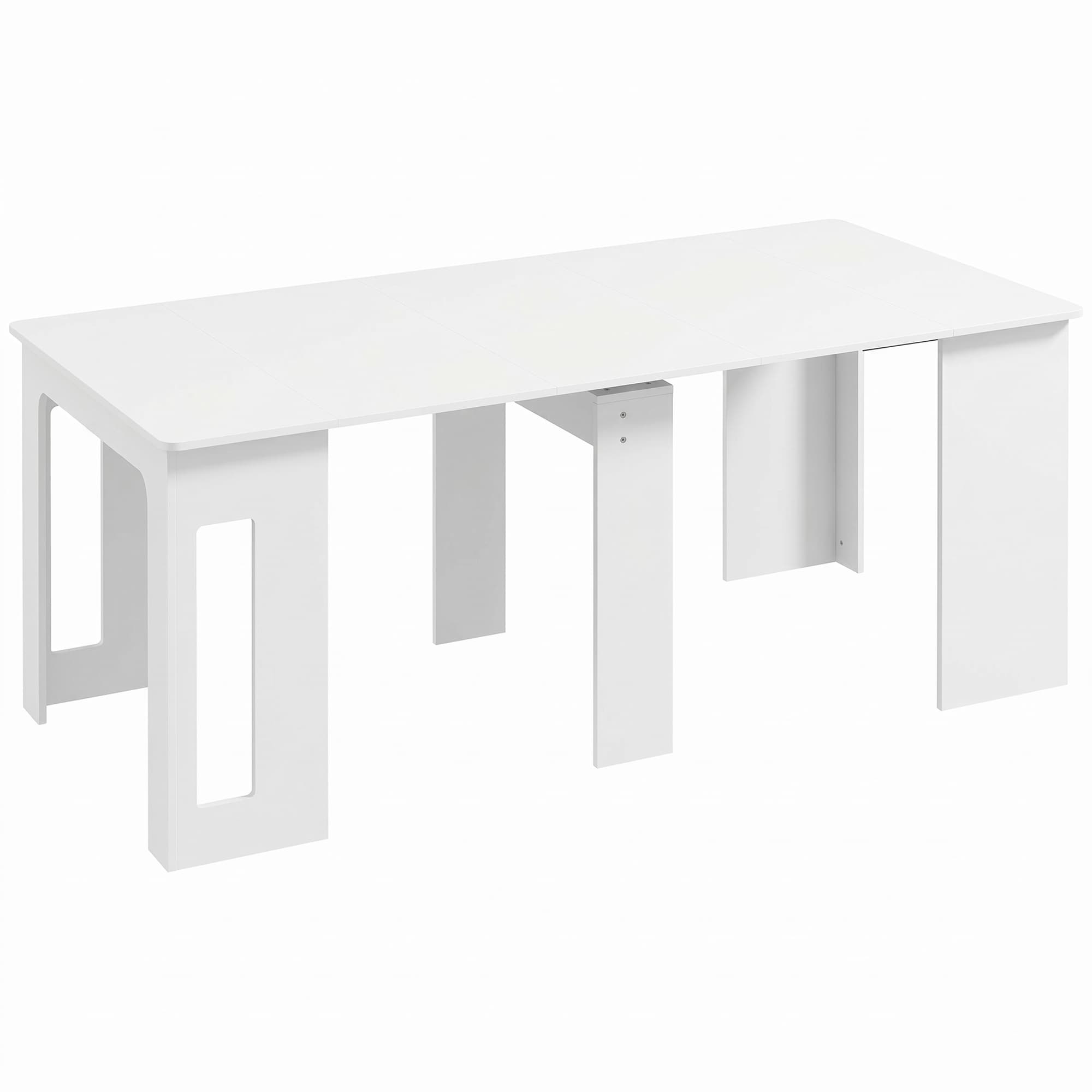 HOMCOM Table à manger pliante, table pliante cuisine extensible jusqu'à 6 personnes, pour petits espaces, salle à manger, blanc