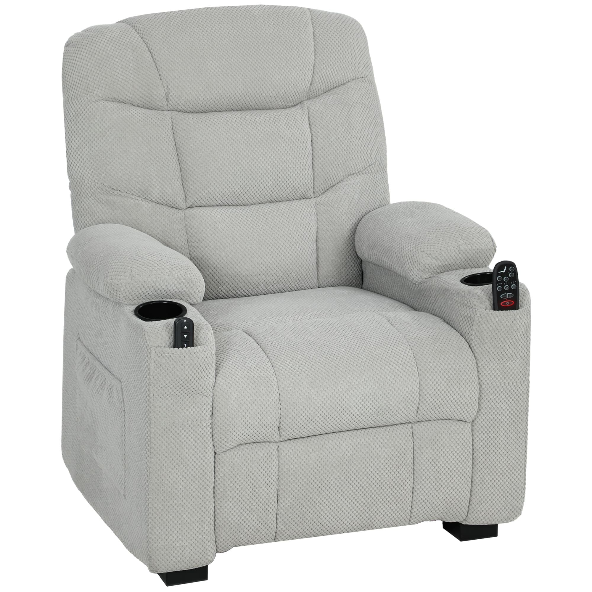 HOMCOM Fauteuil relax électrique avec massage & chaleur, moteur silencieux et fonction mémoire, gris