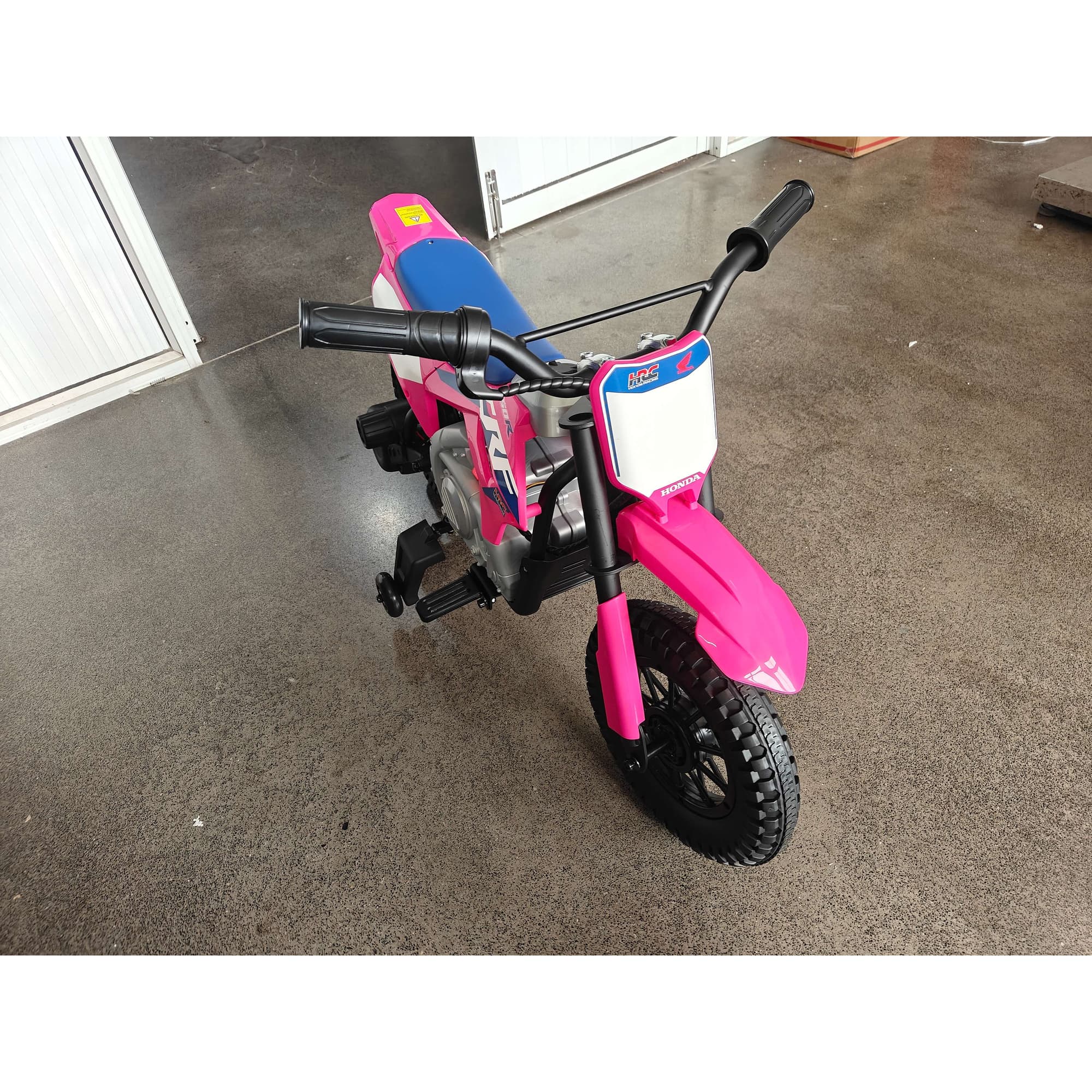 AIYAPLAY Moto Électrique pour Enfants 3+ Ans Licence HONDA CRF 450R, 12V Batterie Lithium, avec Suspensions, Rose