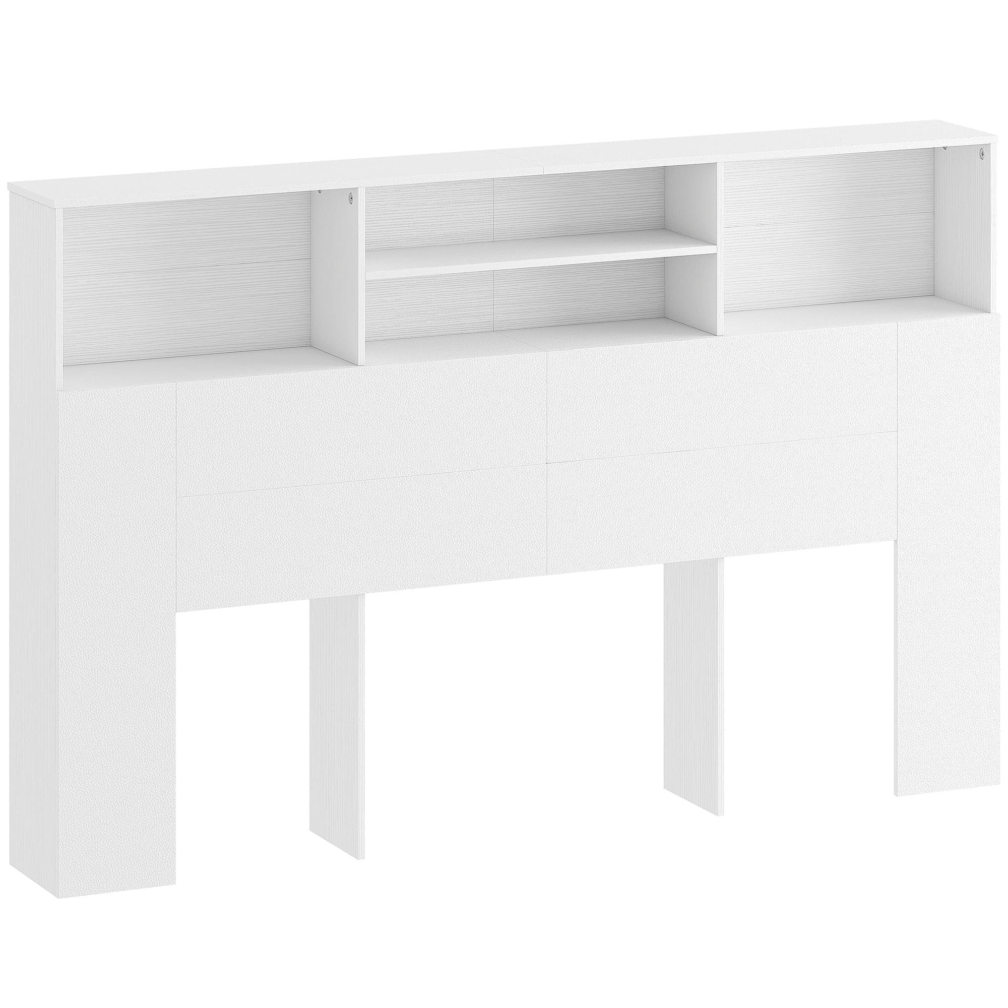 HOMCOM Tête de lit sur pied avec rangements, accessoire de lit 4 compartiments ouverts, 160 x 20,2 x 108,2 cm, blanc