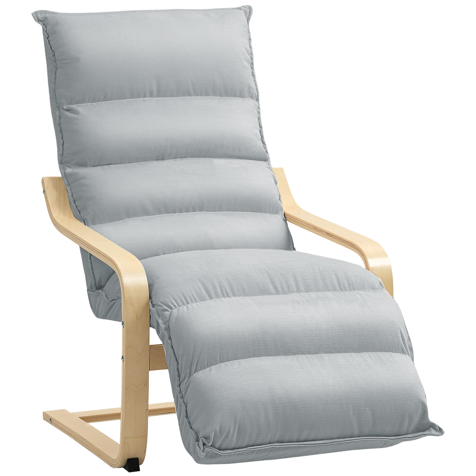 HOMCOM Fauteuil salon, fauteuil d'appoint rembourré en velours, repose-pieds réglable et structure en acier, 67x93x105cm, gris
