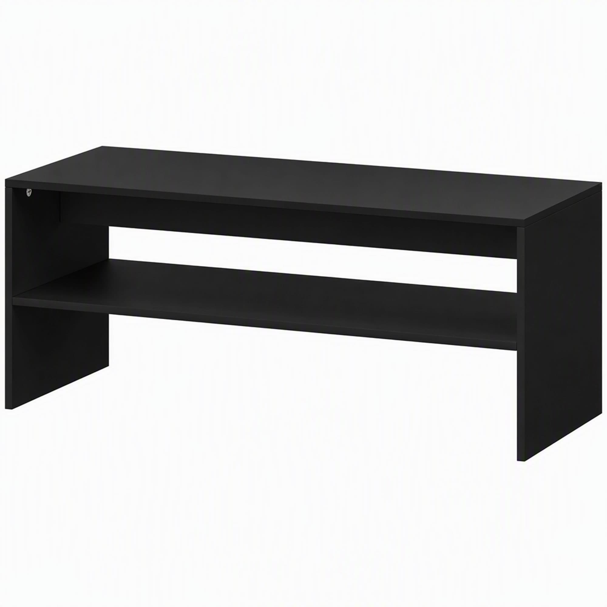 HOMCOM Table basse moderne en bois à 2 niveaux avec plateau ouvert, 100x40x41,5 cm, Noir