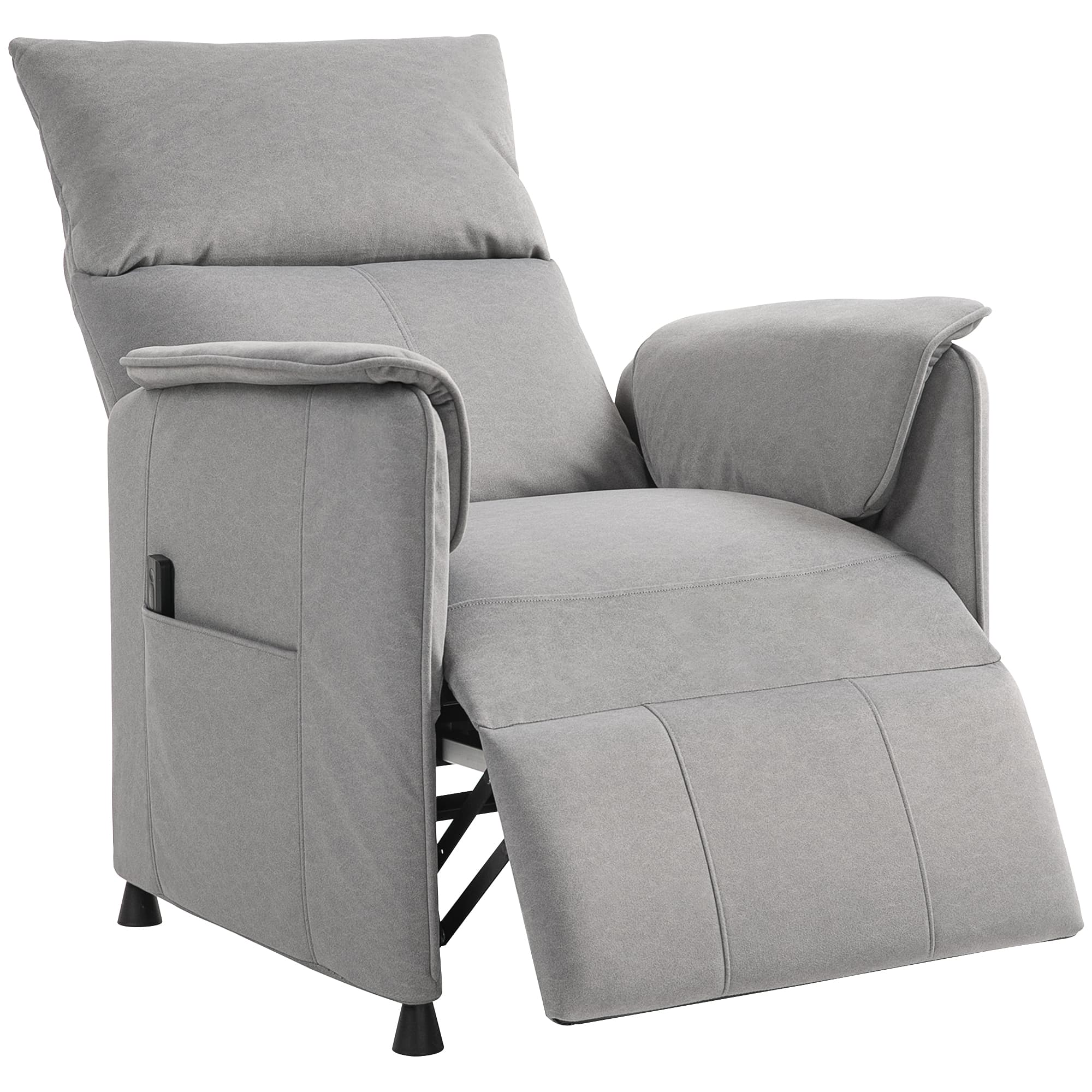 HOMCOM Fauteuil relax électrique avec fonction mémoire, repose-pieds rétractable, télécommande, gris