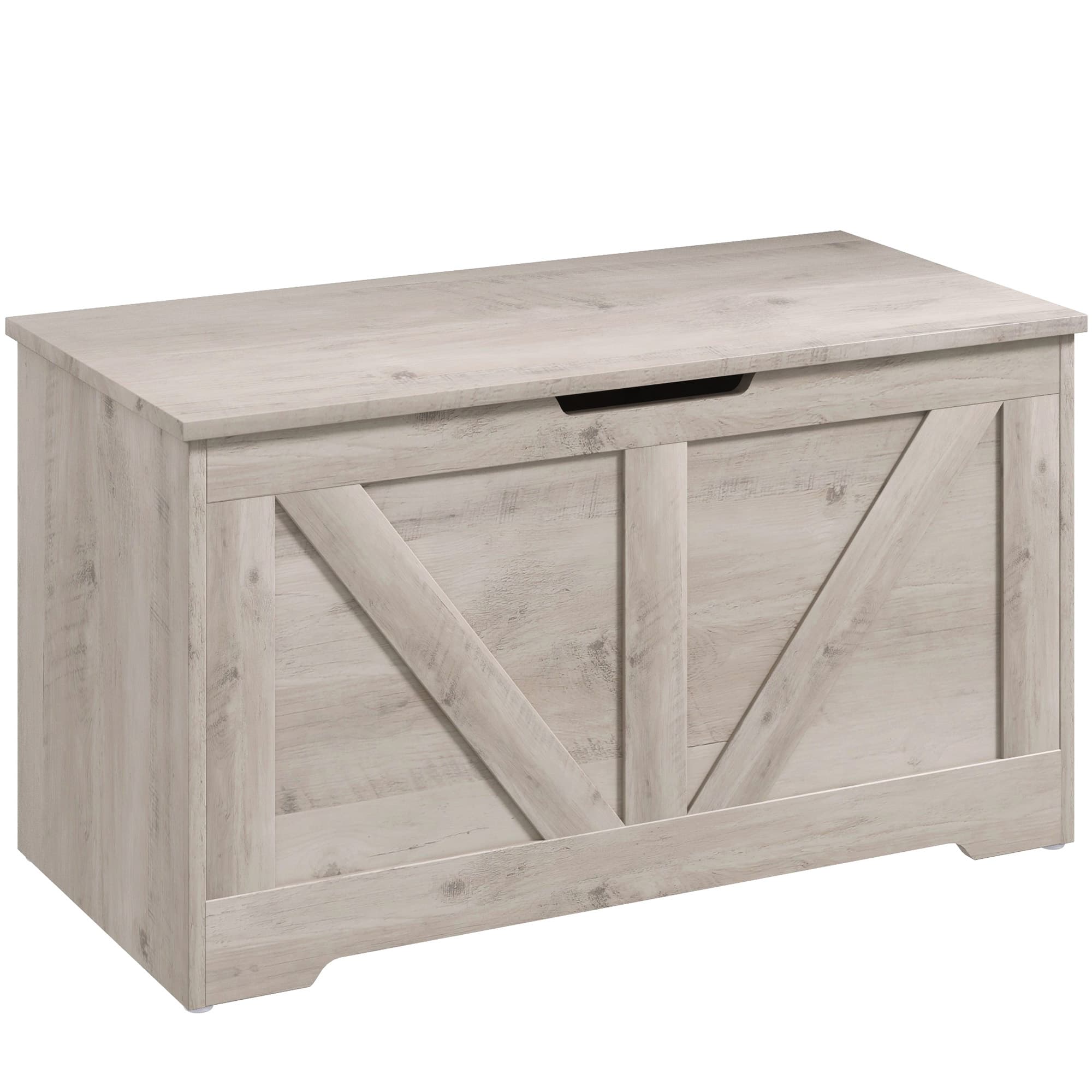 HOMCOM Coffre de rangement, banc de rangement avec couvercle rabattable et charnières de sécurité, 80 x 40 x 45 cm, gris