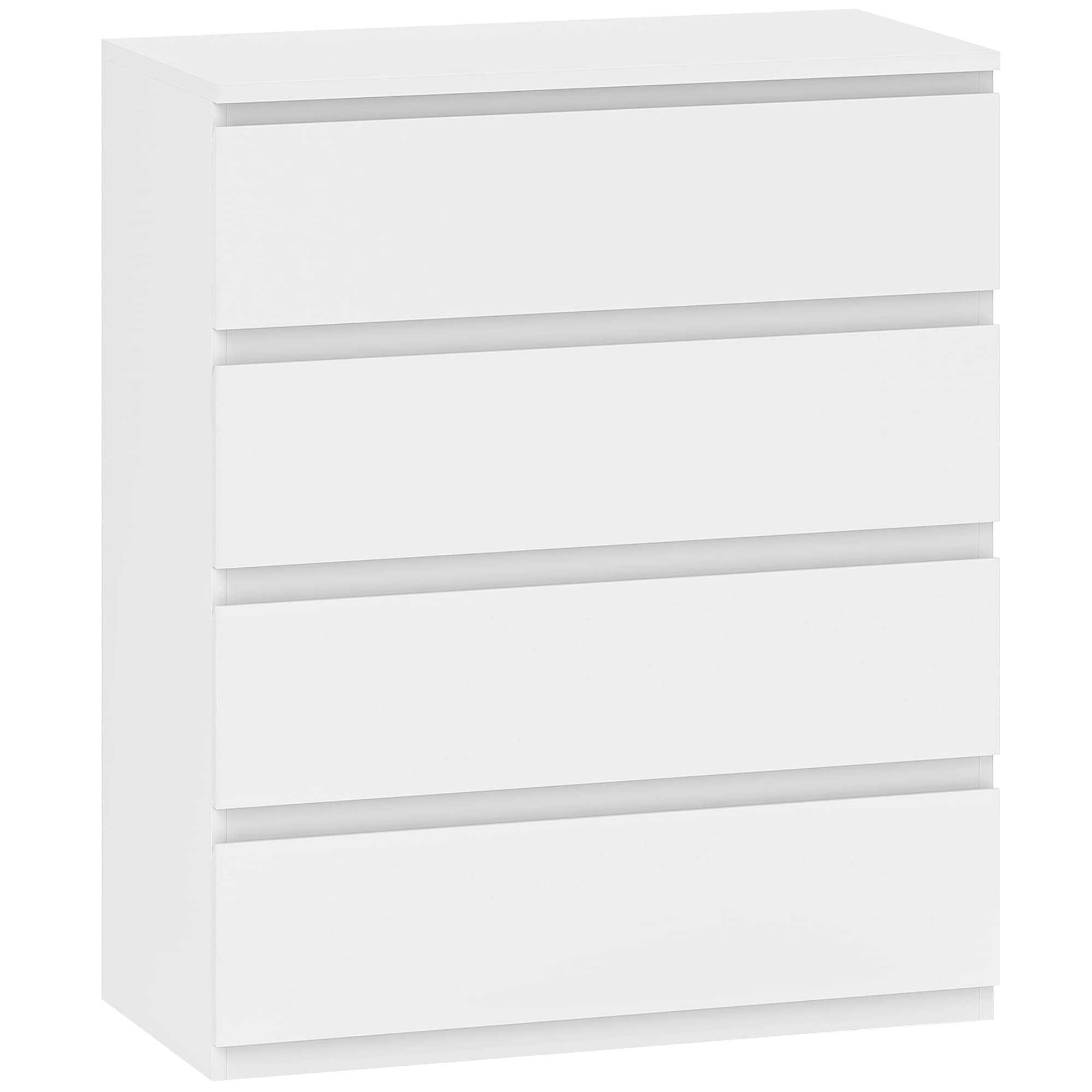 HOMCOM Commode 4 tiroirs, meuble de rangement épuré pour chambre, intérieur, 80 x 39 x 95 cm panneau de particules blanc