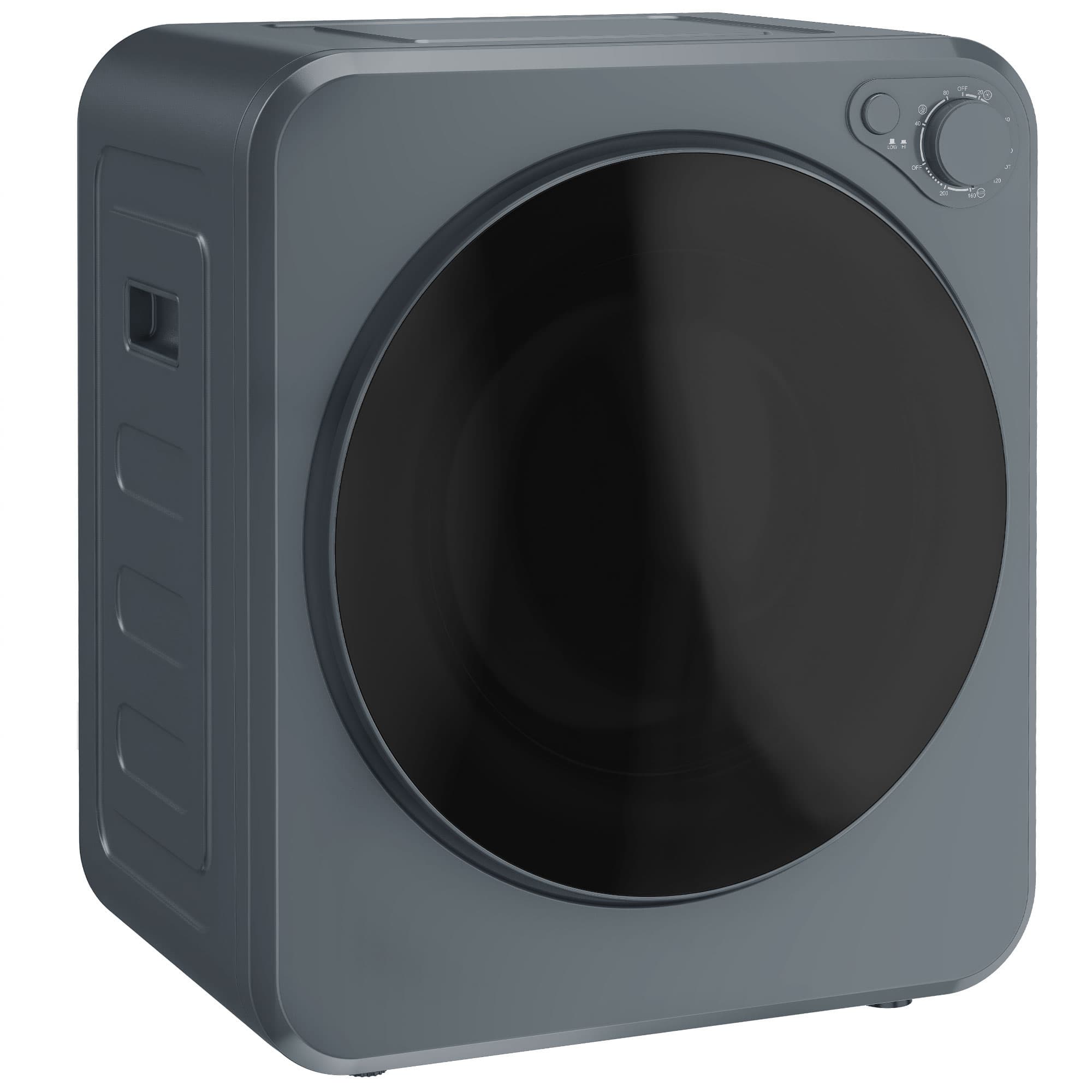 HOMCOM Mini sèche-linge 4 kg, 5 programmes jusqu'à 60°C, 800W/400W, sèche-linge à évacuation avec tambour en acier inoxydable, Gris
