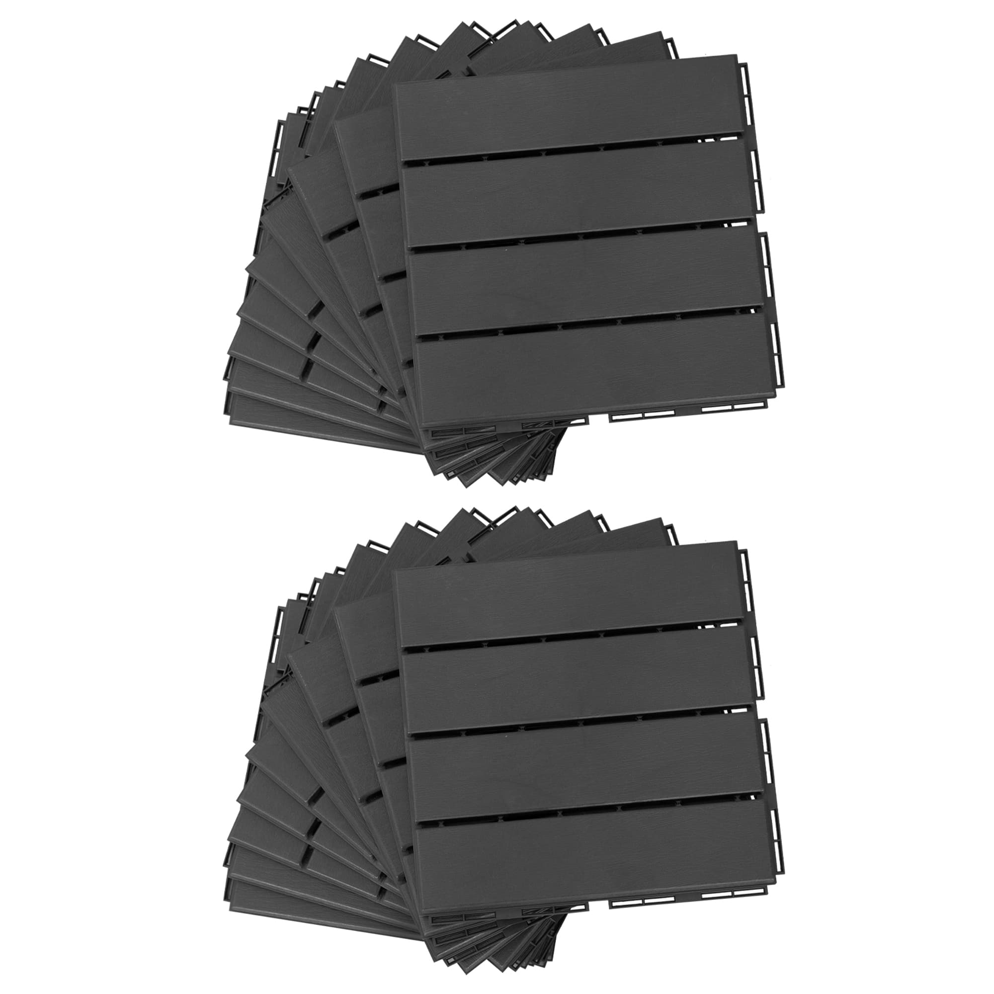 Outsunny Caillebotis - Dalles terrasse - Lot de 18 - emboîtables, Installation très Simple - Petits Carreaux Composite Plastique