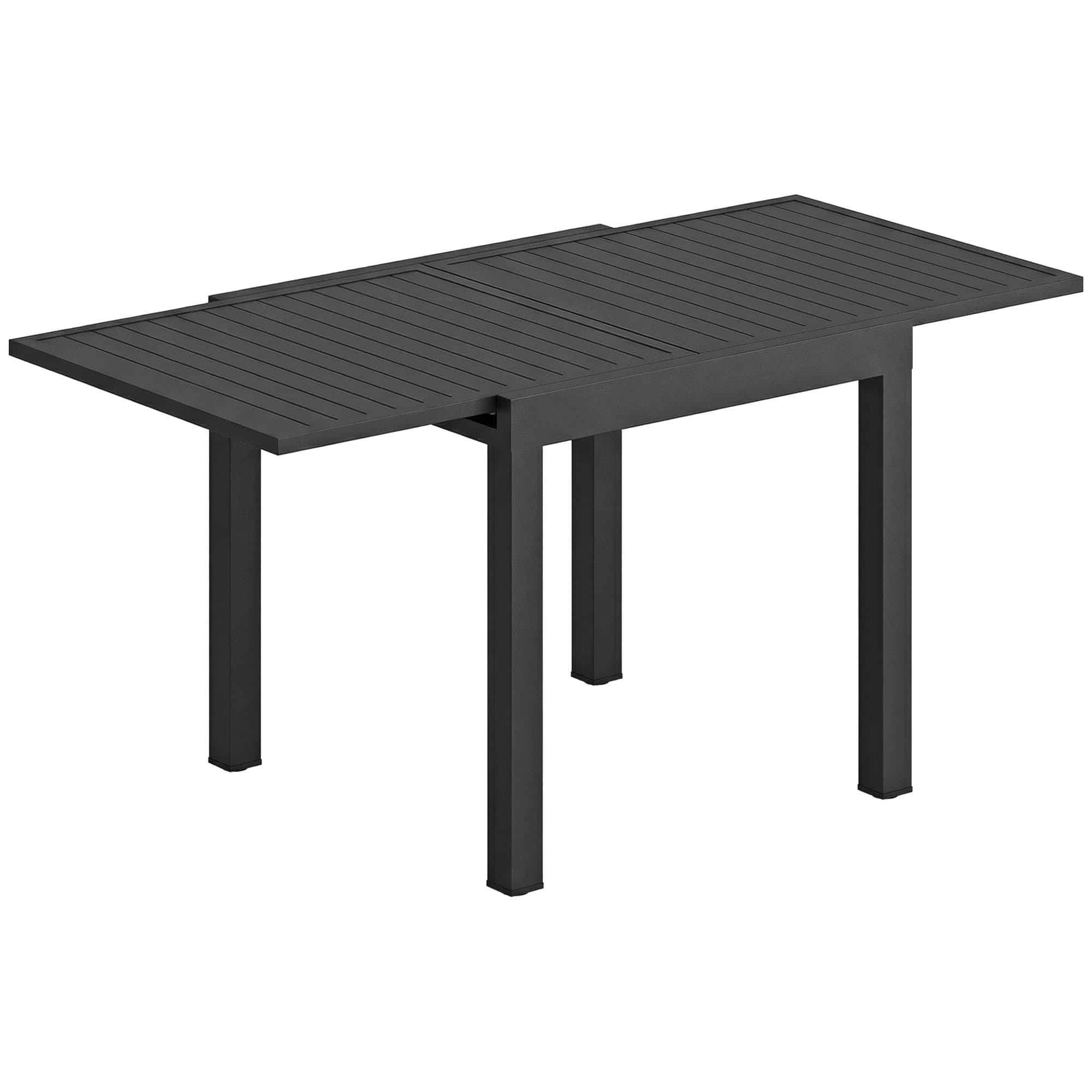 Outsunny Table de jardin extensible table extérieur pour 4-6 personnes avec rallonge auto-stockée aluminium 80-160 x 80 cm noir