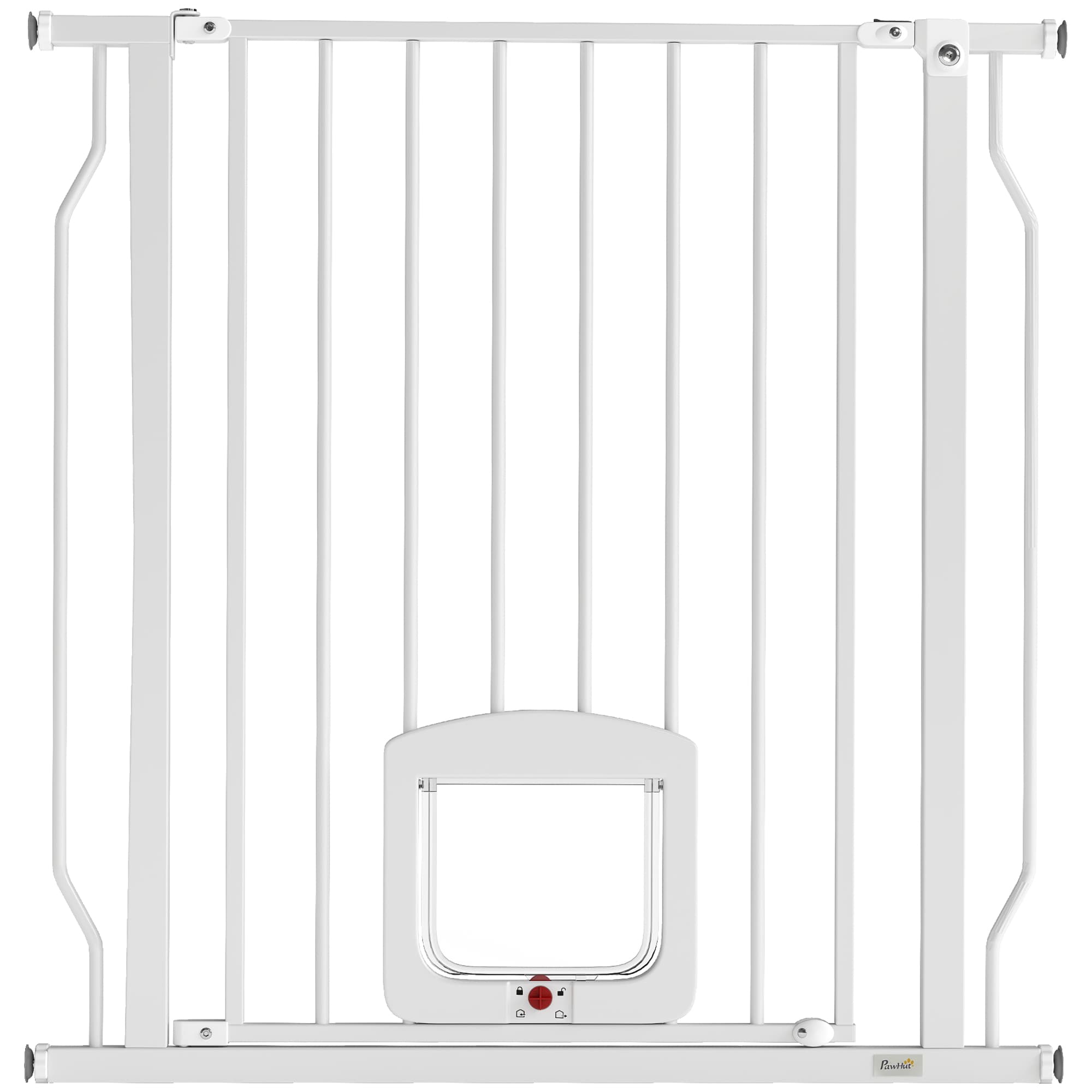 PawHut Barrière de sécurité chien extensible 75-85 cm, barrière d'escalier double verrouillage, hauteur 76 cm, blanc