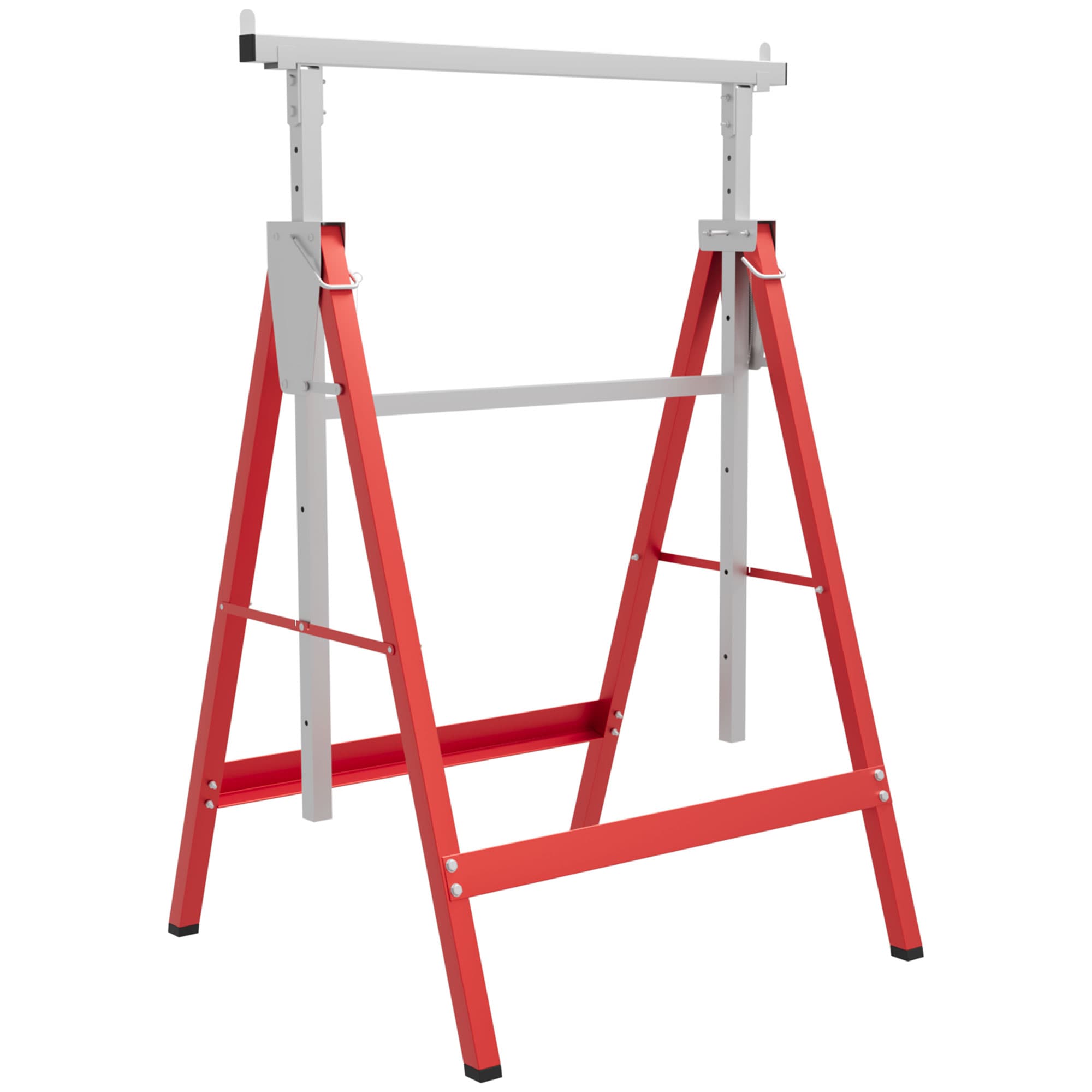 HOMCOM Lot de 2 tréteaux pliables télescopiques hauteur réglable 80-130 cm rouge