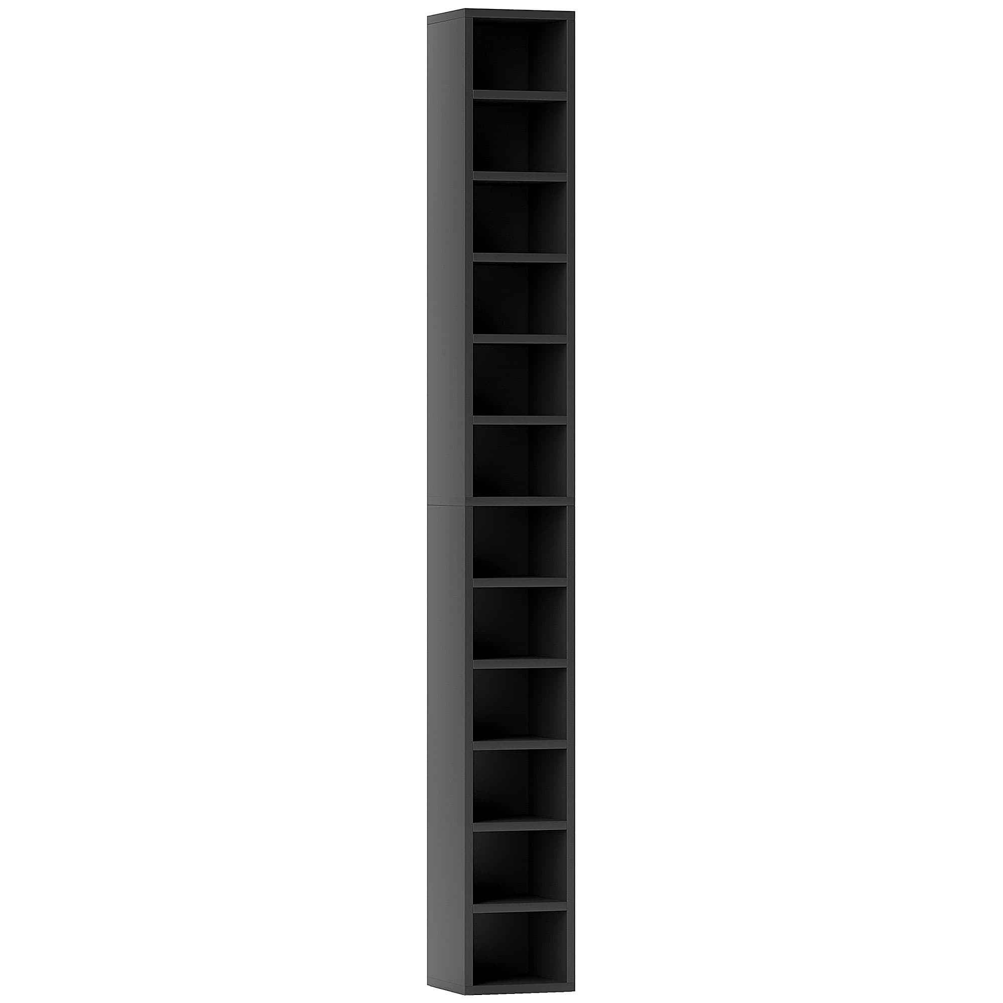 HOMCOM Rangements pour CD et DVD avec 12 compartiments, capacité max. 204 CD, 21 x 20 x 175 cm, noir