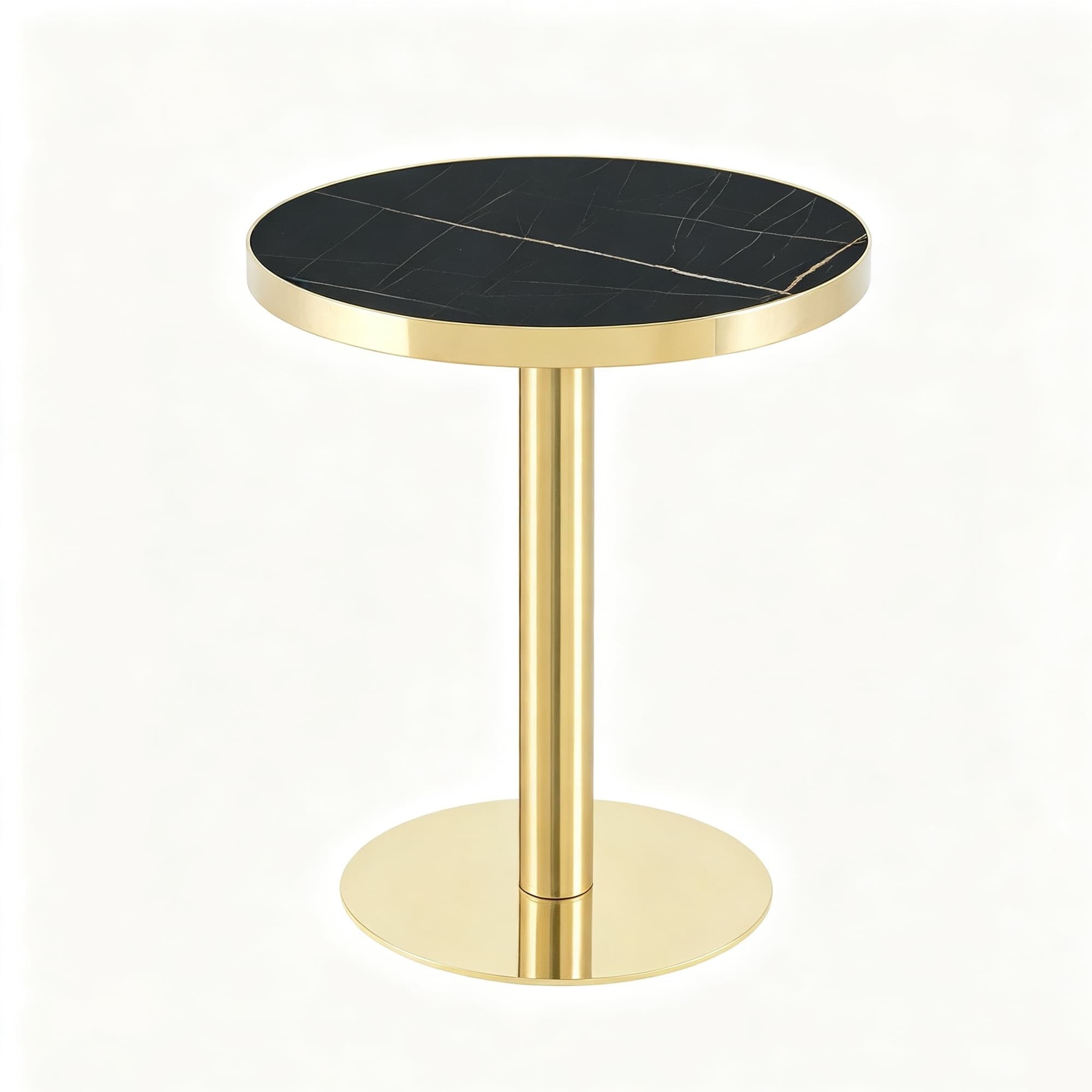 Table d'appoint ronde moderne, Noir+Or Aosom France