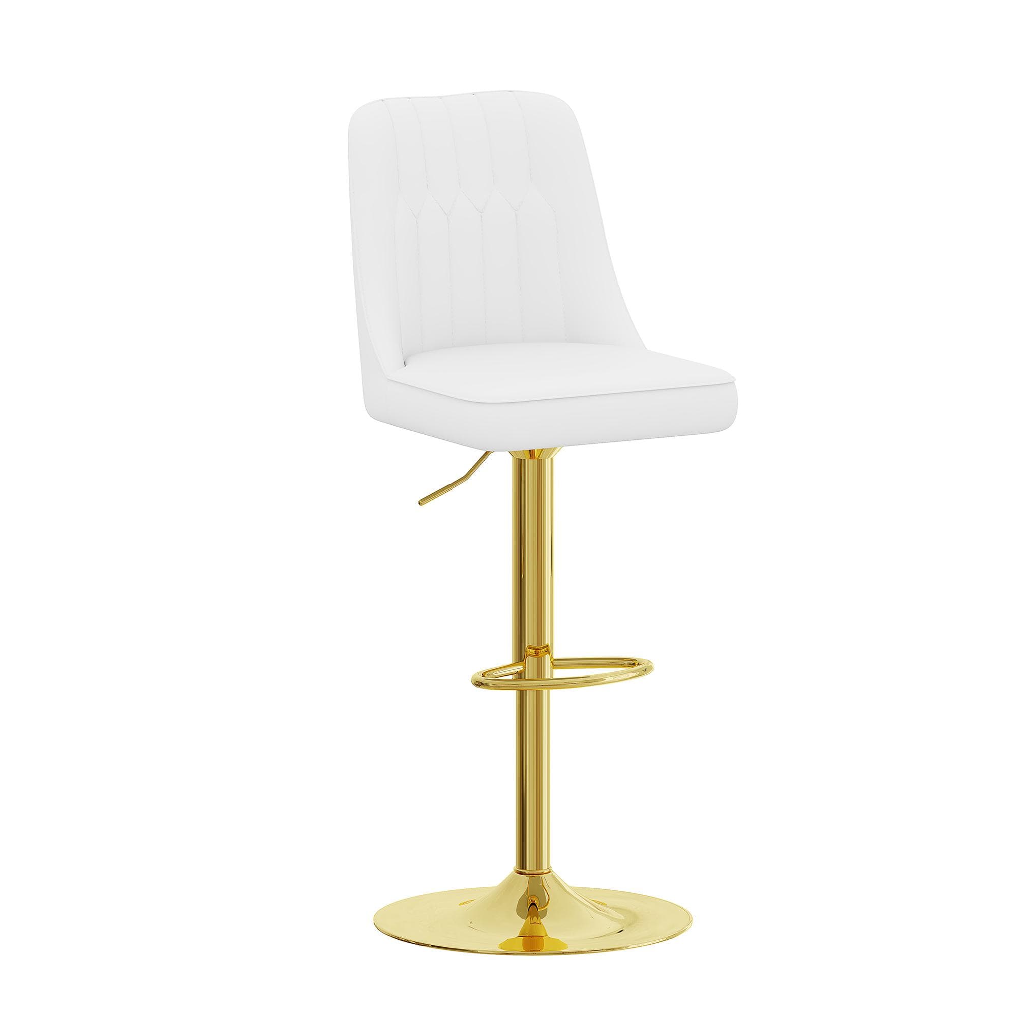 Lot de 2 tabourets de bar réglables en hauteur, Blanc+Doré Aosom France