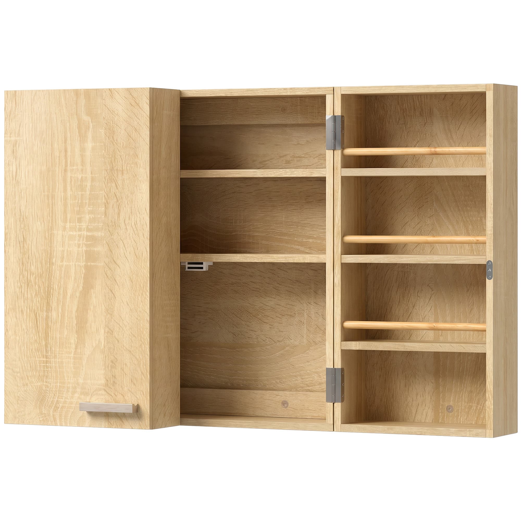 HOMCOM Armoire à pharmacie murale, armoire à médicaments avec double porte verrouillable 2 clés, 53x20x53cm, chêne