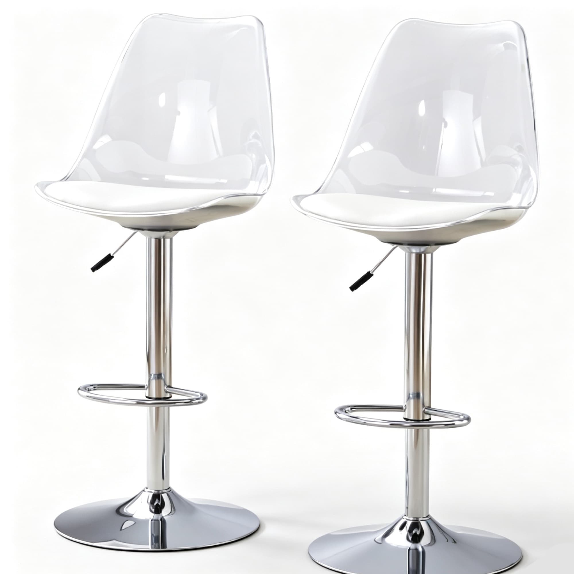 Lot de 2 tabourets de bar modernes réglables, Transparent Aosom France