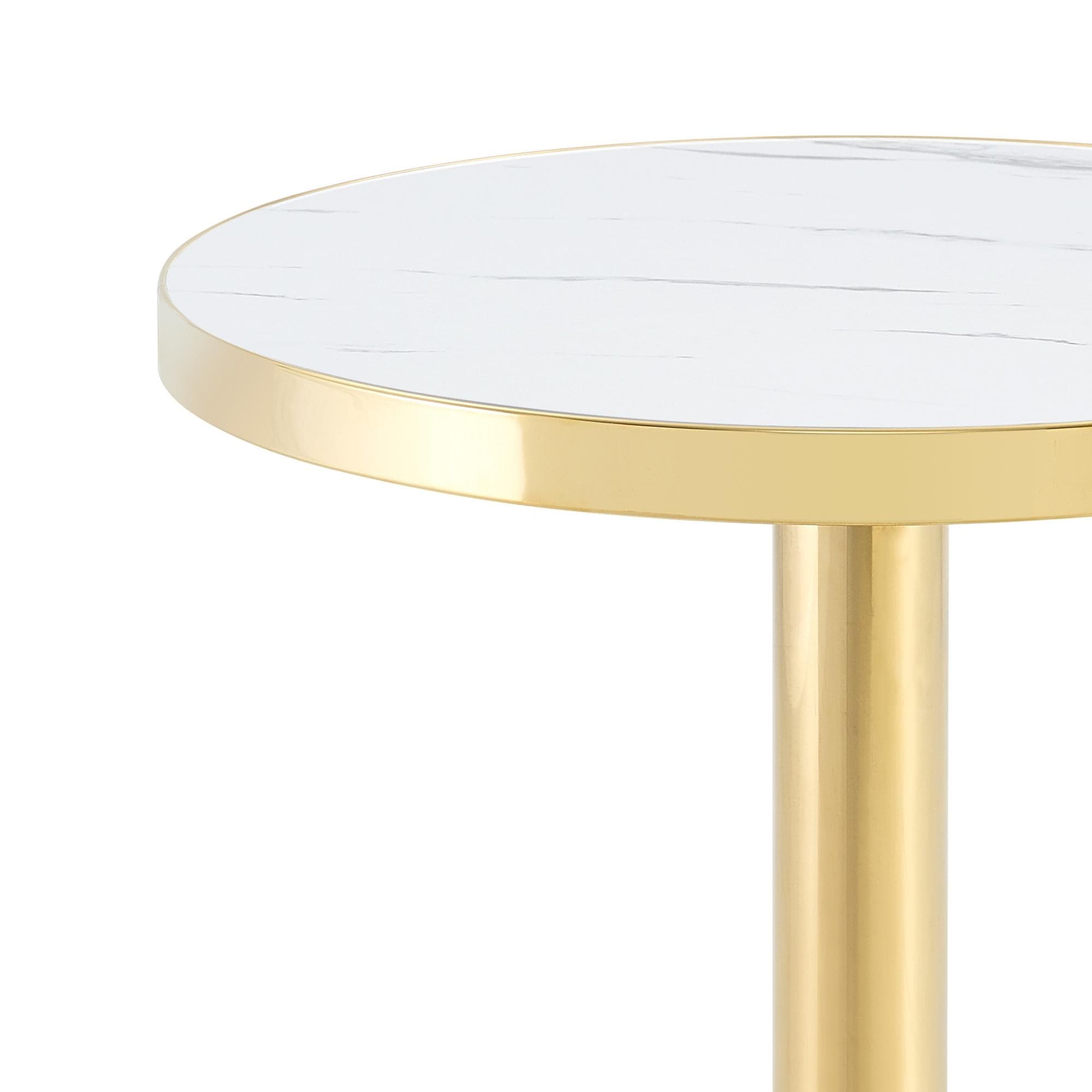 Table d'appoint ronde moderne, Blanc+Doré Aosom France