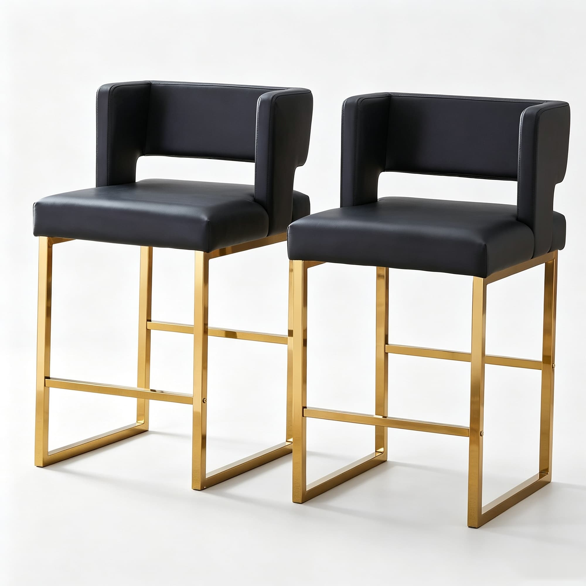 Lot de 2 tabourets de bar nordiques, Noir+Doré Aosom France