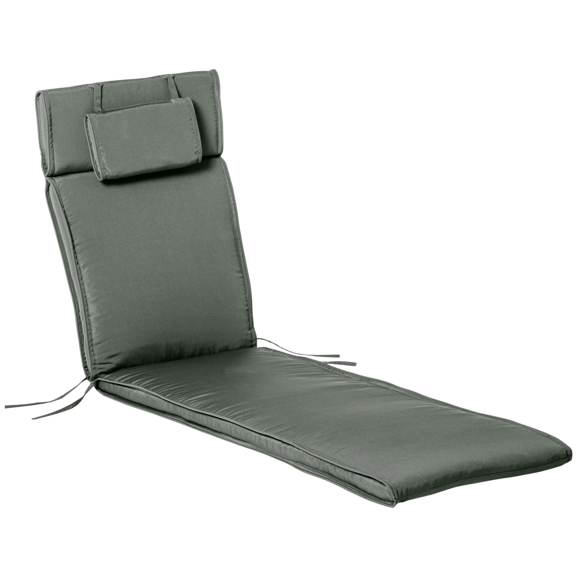 Outsunny Coussin Premium Zippé Déhoussable Polyester Gris pour Bain de Soleil Aosom France
