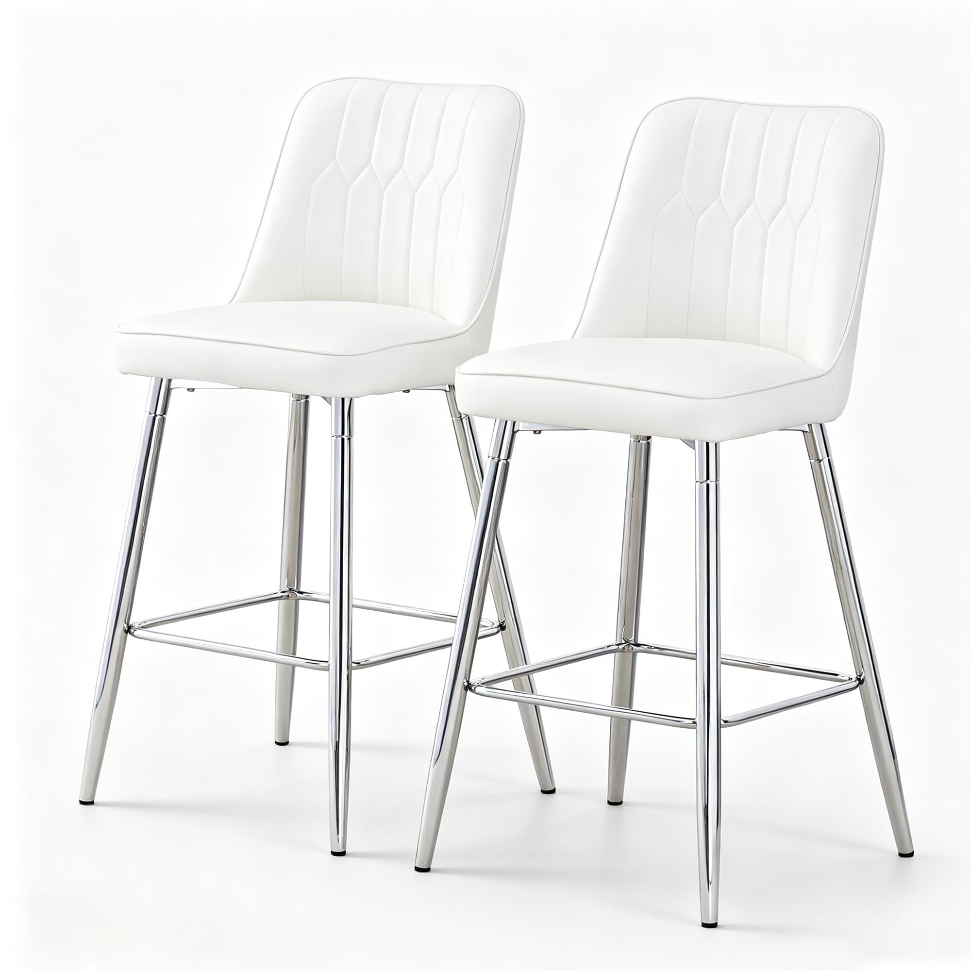Lot de 2 tabourets de bar hauteur, Blanc+Argenté Aosom France