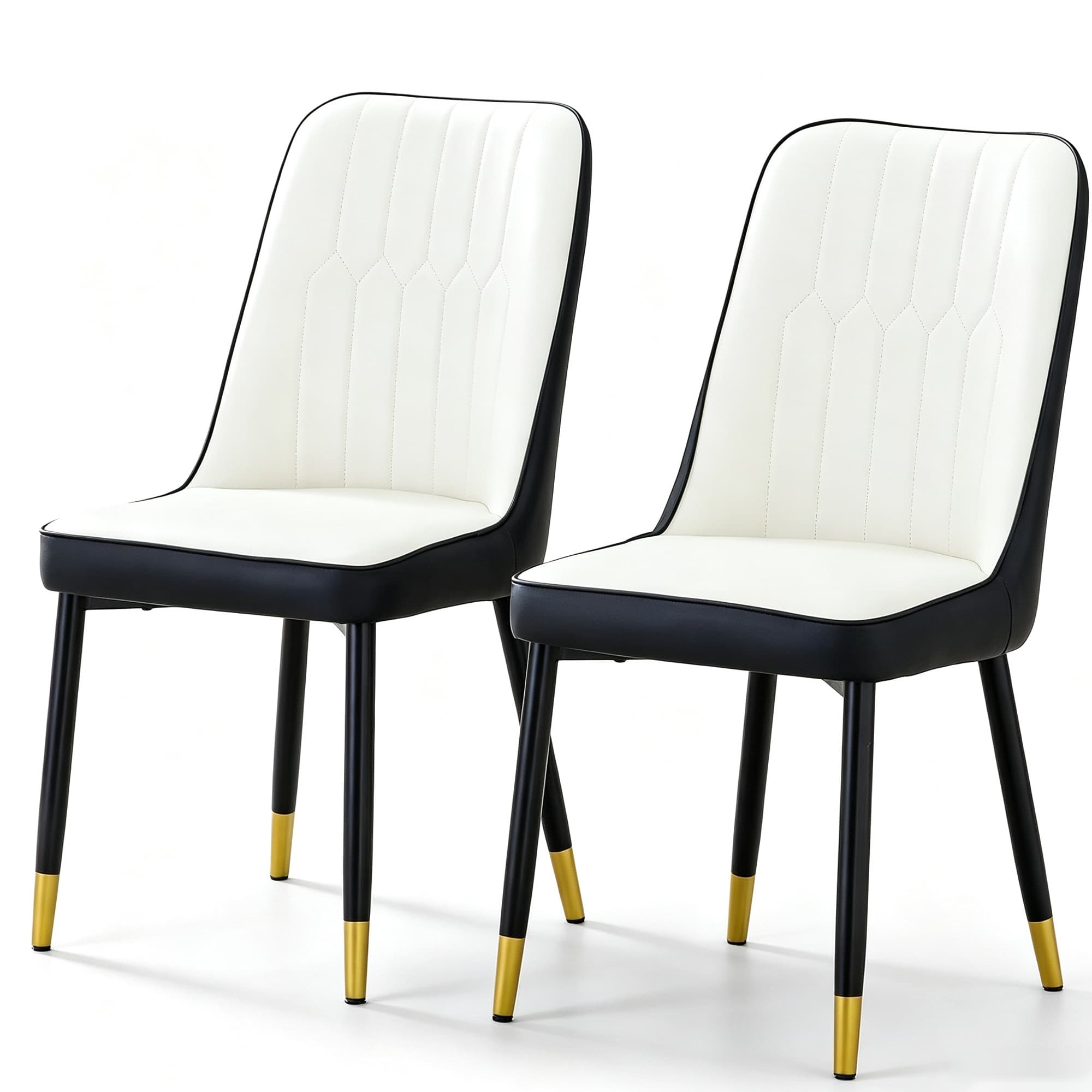 Lot de 2 chaises de salle à manger modernes, Blanc+Noir Aosom France