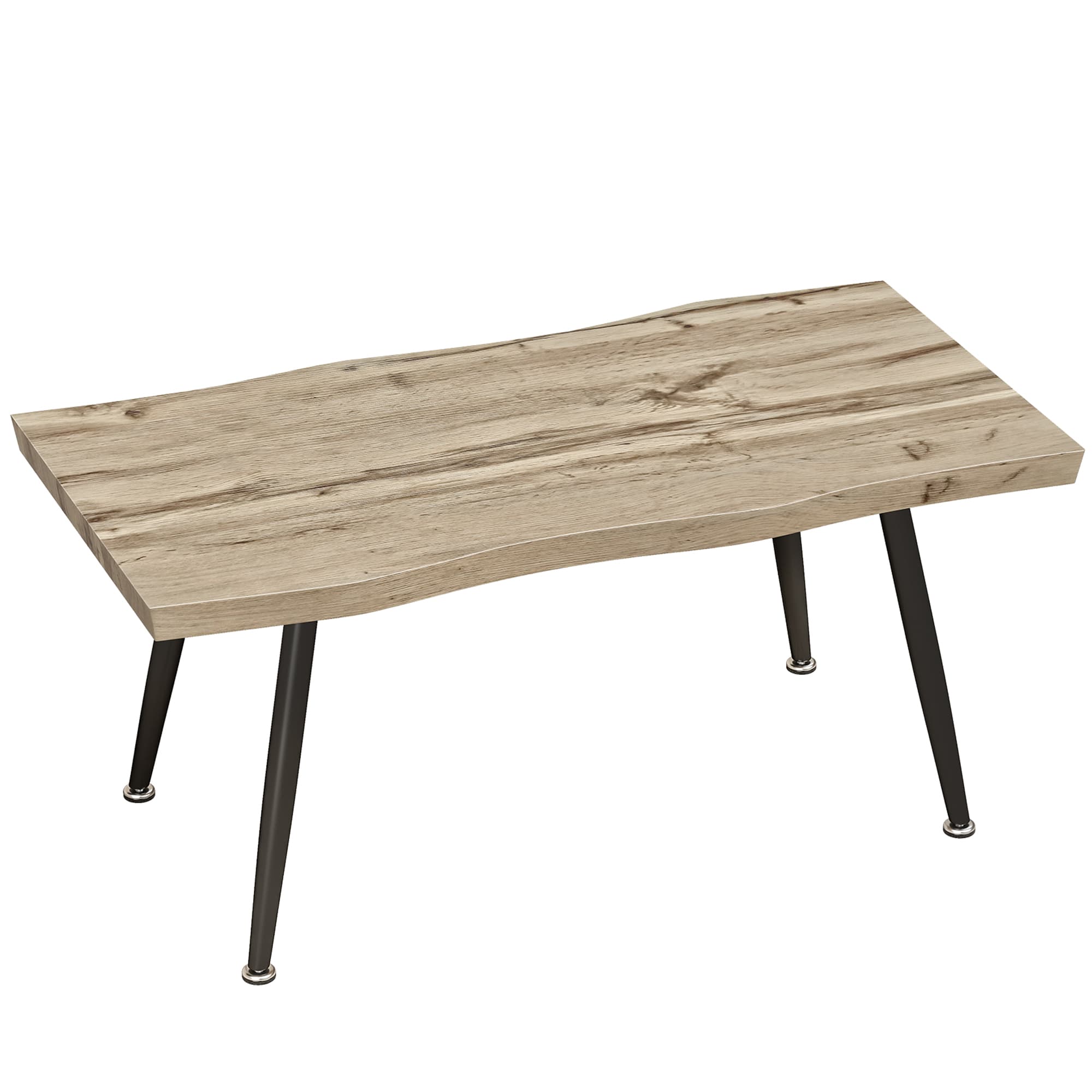 HOMCOM Table basse, table d'appoint moderne avec pieds en acier et plateau épais de 4 cm, 100 x 50 x 45 cm, chêne et noir