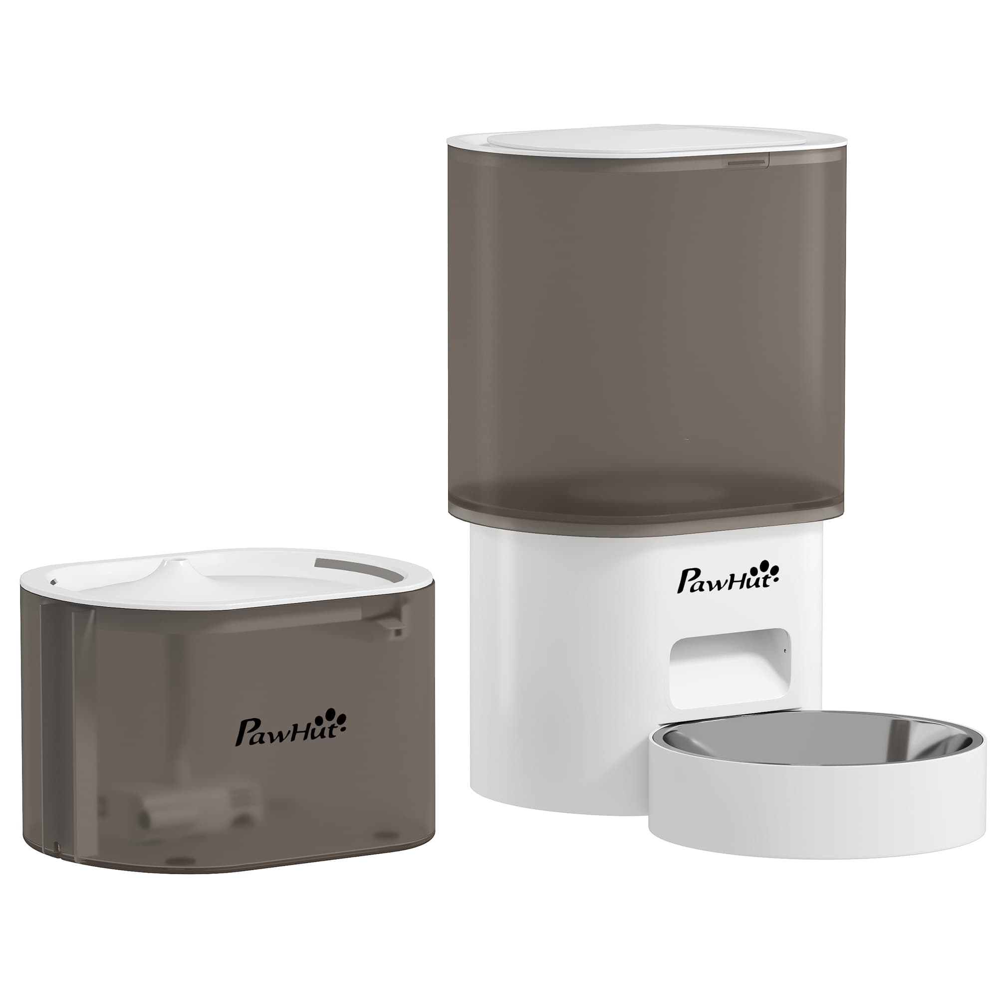 PawHut Ensemble de mangeoire et distributeur d'eau pour animaux de compagnie, mangeoire pour chat et fontaine d'eau, blanc