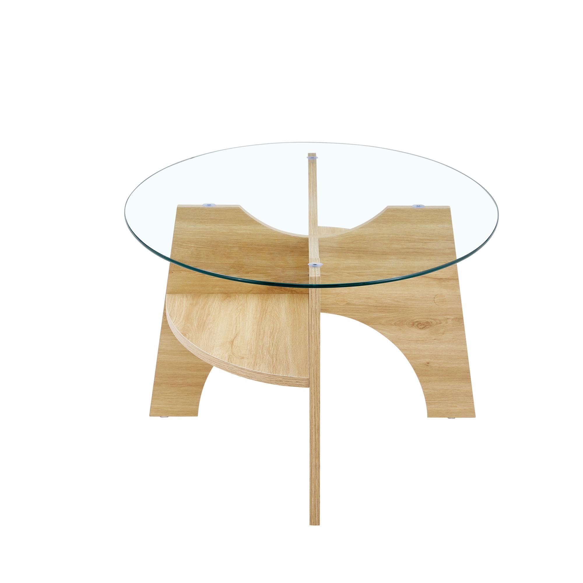 Table basse ronde en verre, Couleur naturelle Aosom France