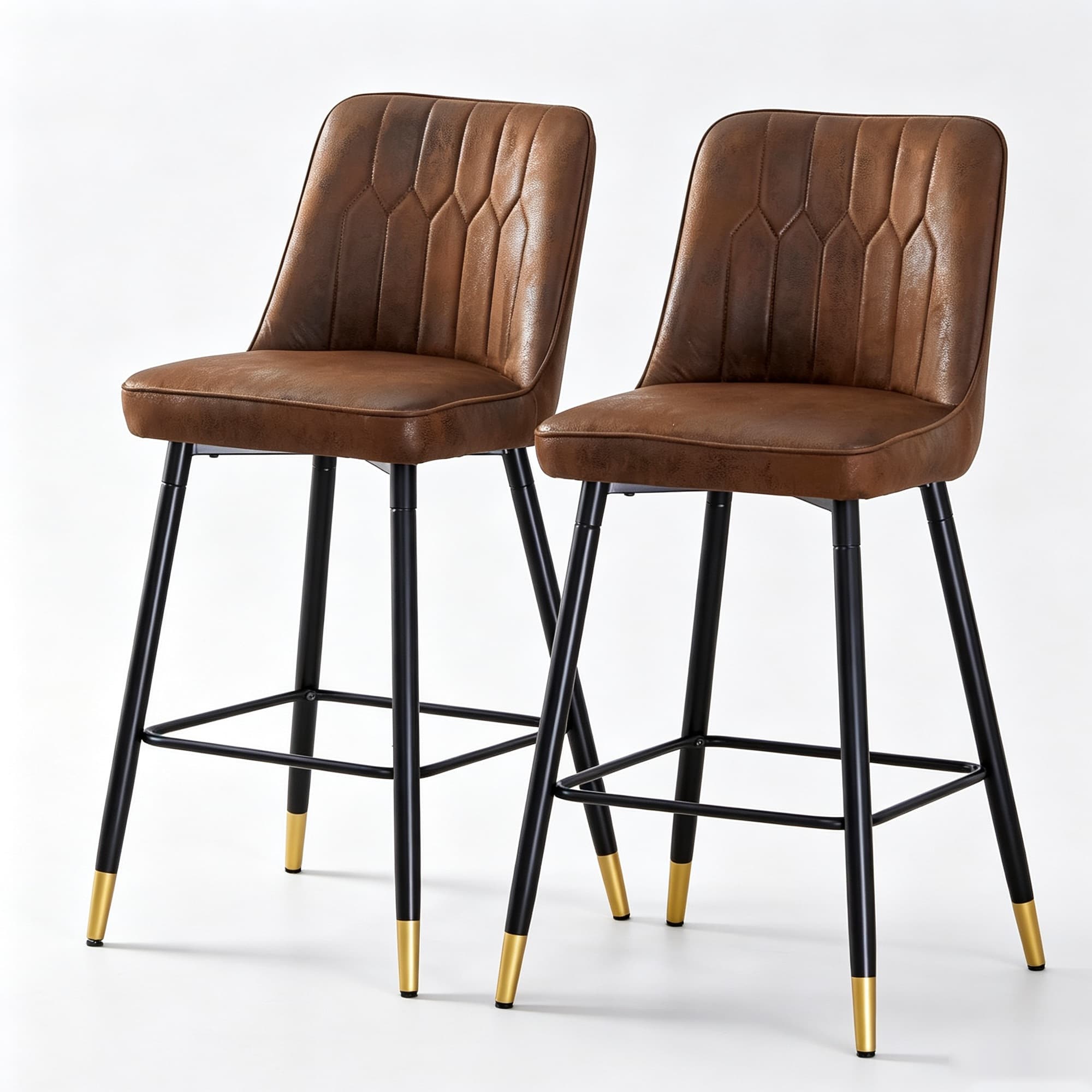 Lot de 2 tabourets de bar hauteur, Marron+Noir Aosom France
