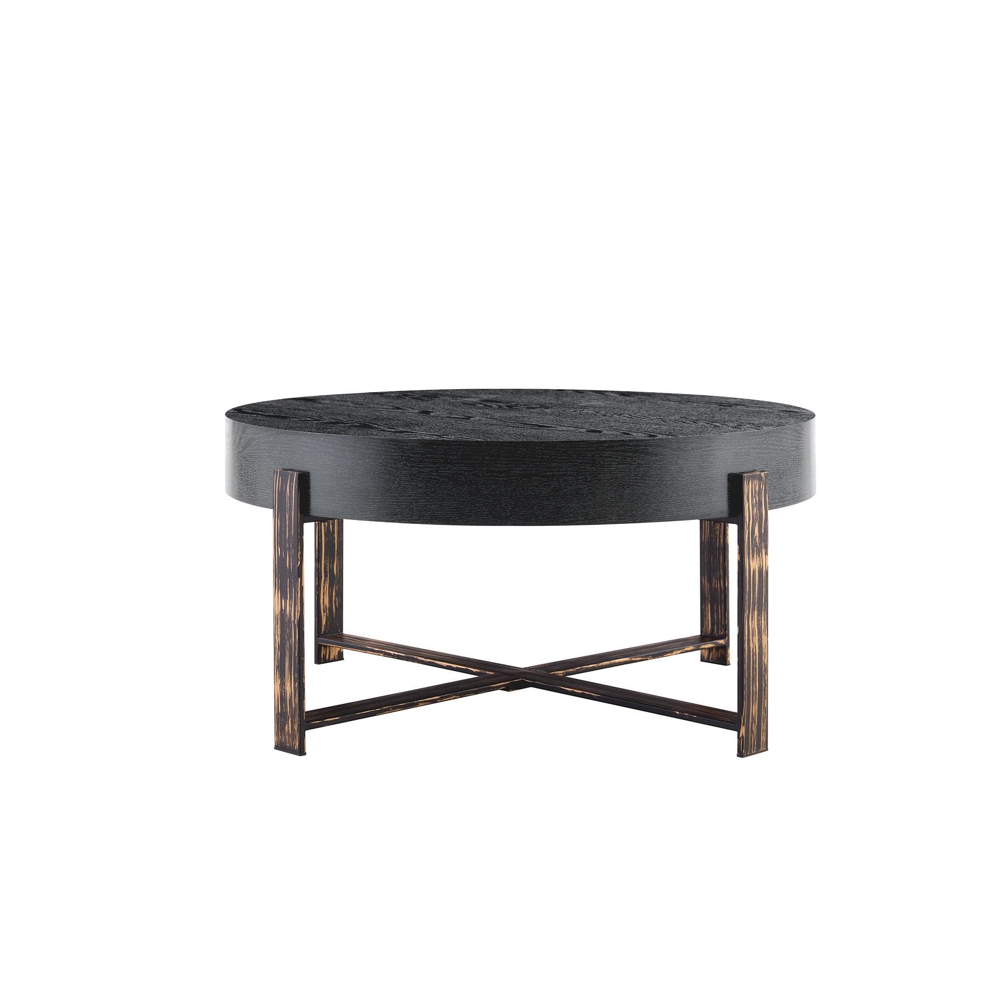 Table basse ronde style rétro‐industriel, Noir Aosom France