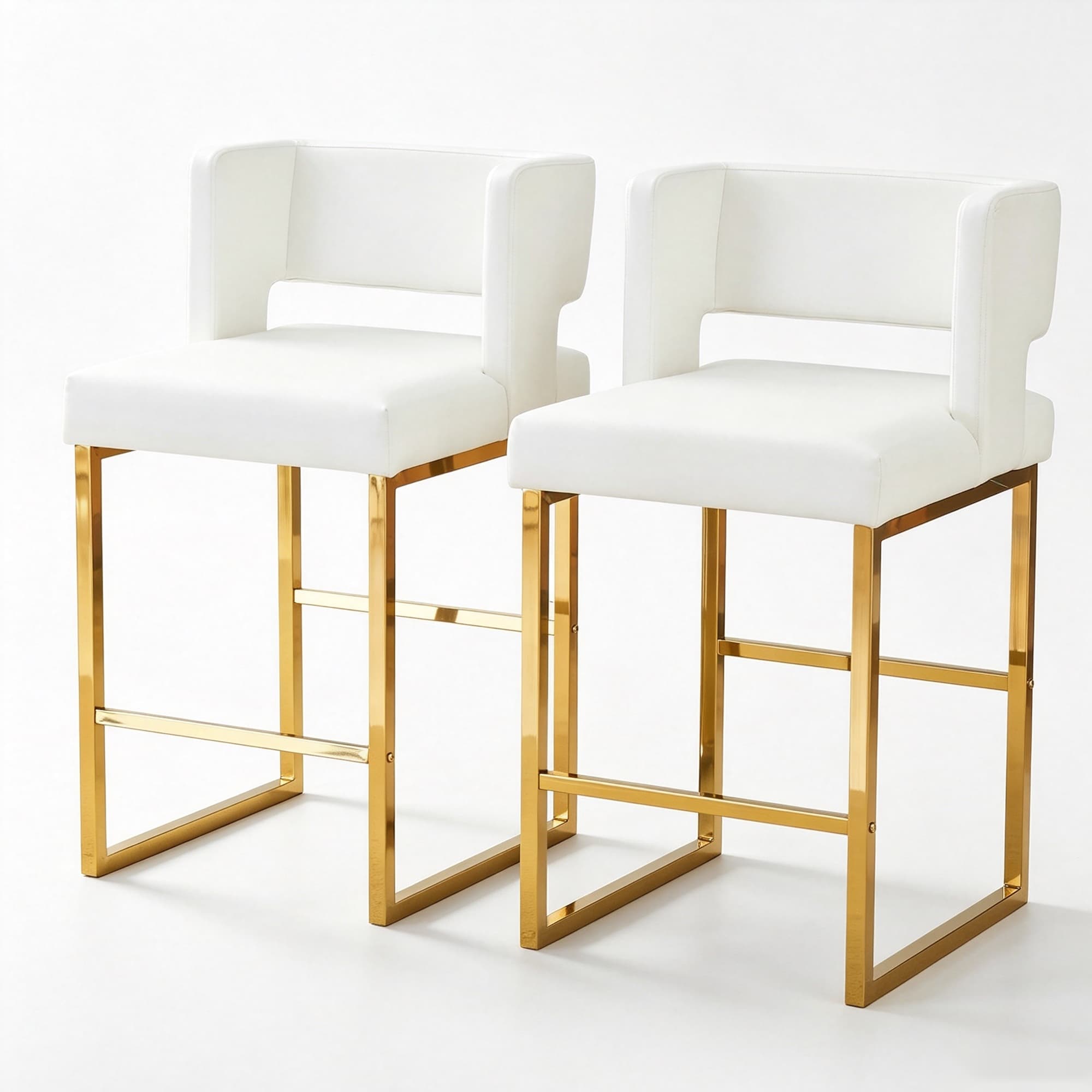 Lot de 2 tabourets de bar nordiques, Blanc+Or Aosom France