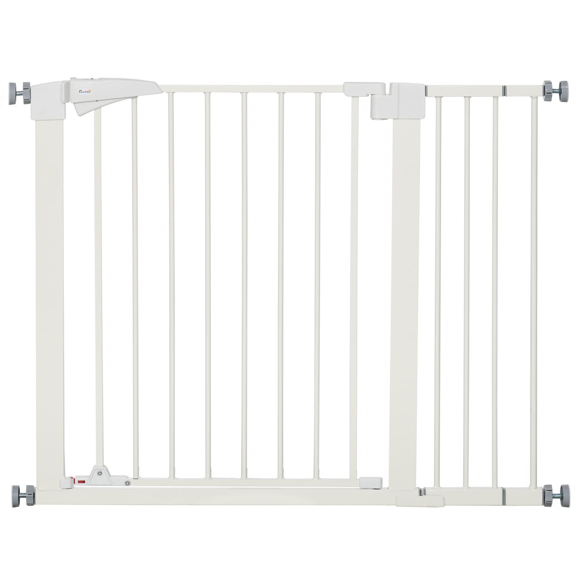 PawHut Barrière de sécurité pour chien animaux sans perçage avec fermeture automatique largeur 76-103 cm blanc