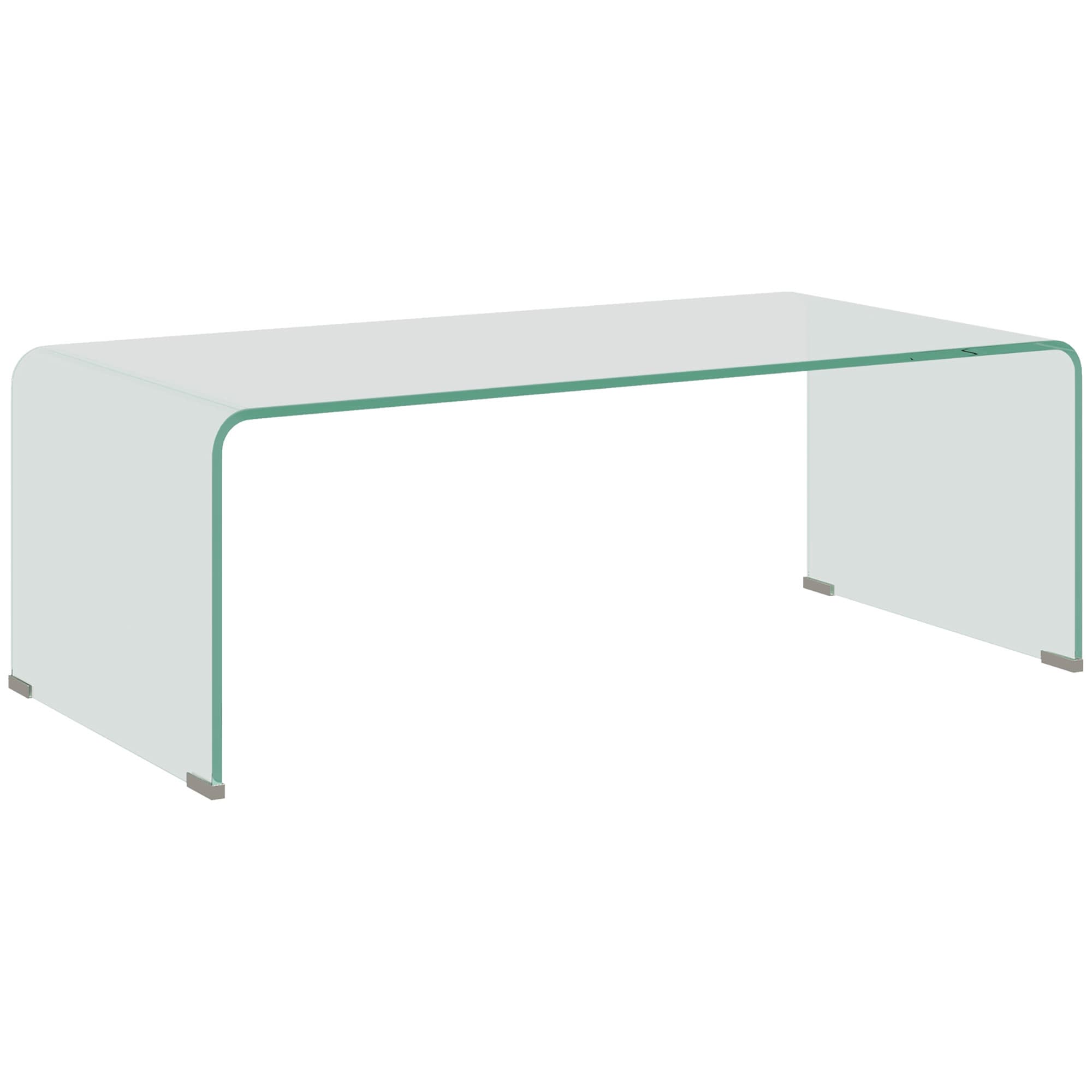 HOMCOM Table basse en verre table de salon rectangulaire design moderne en verre trempé avec bords arrondis sûrs transparent