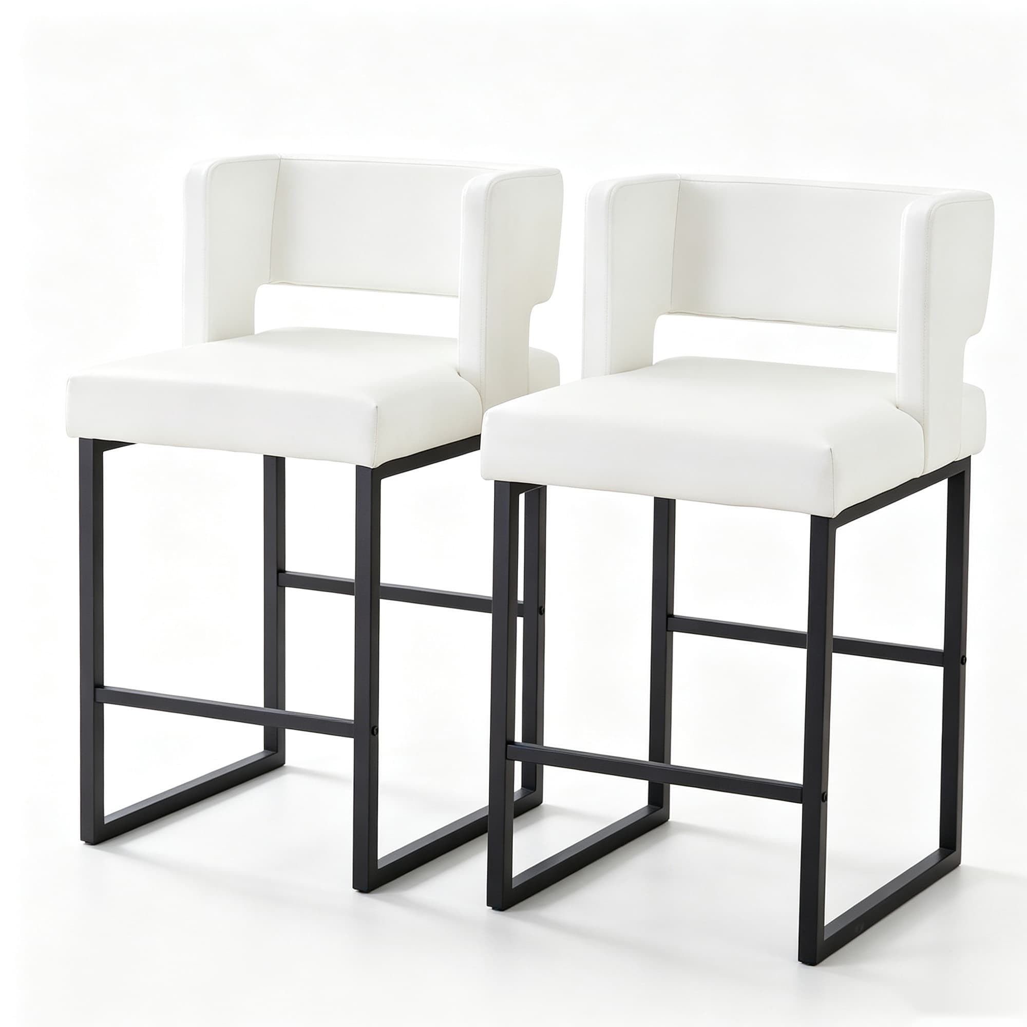 Lot de 2 tabourets de bar style nordique, Blanc+Noir Aosom France