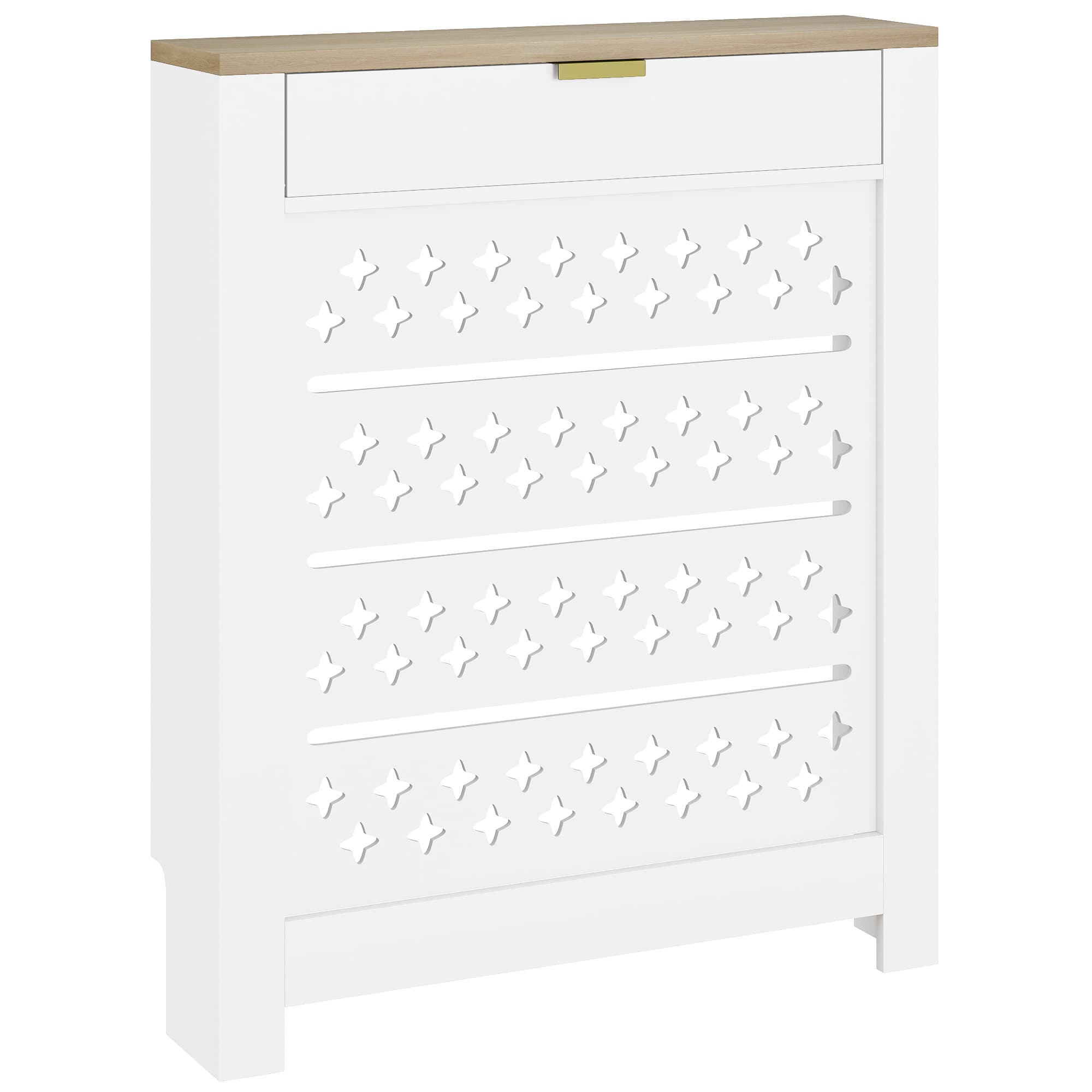 HOMCOM Couvercle de radiateur, cache radiateur avec placard rabattable et étagère supérieur, 78 x 19 x 95,5 cm, blanc