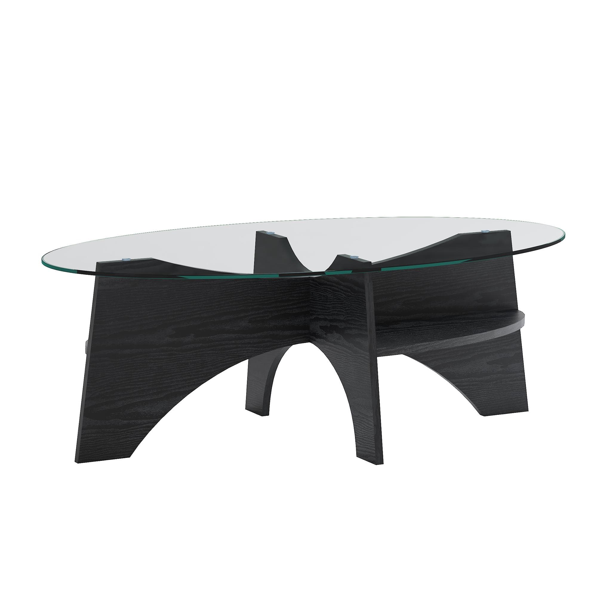 Table basse ovale moderne en verre de sécurité, Transparent Aosom France