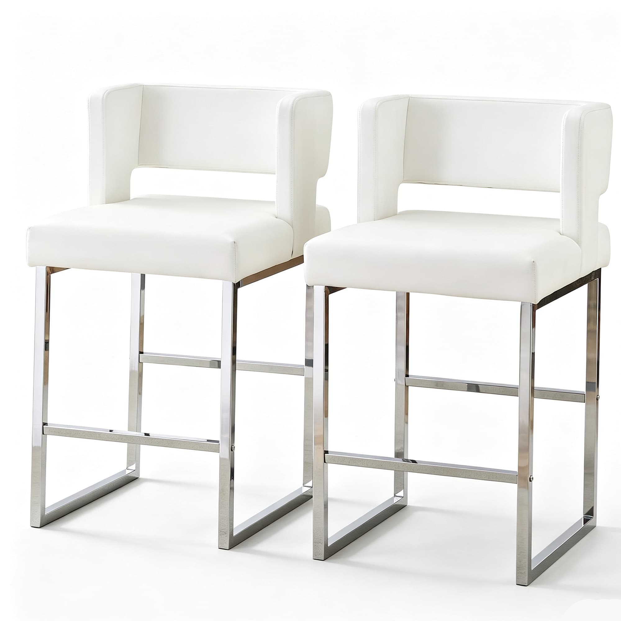 Lot de 2 tabourets de bar style nordique, Blanc+Argent Aosom France