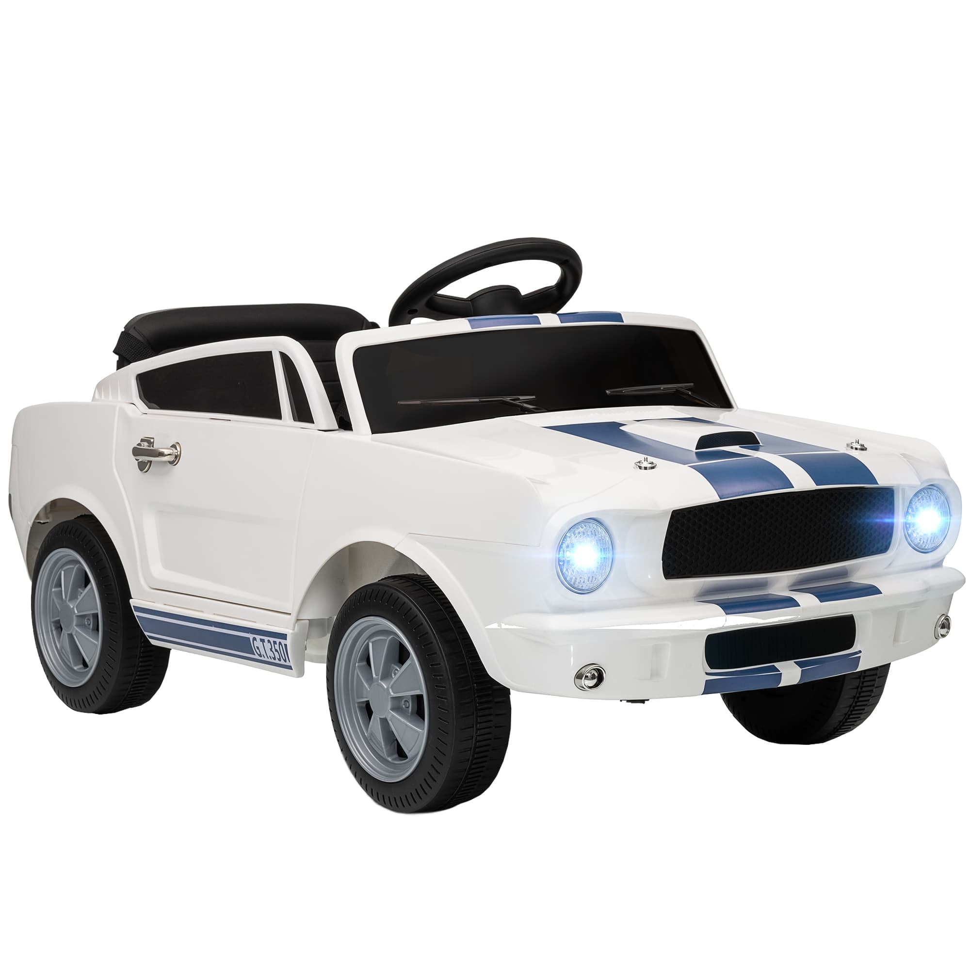 AIYAPLAY Voiture électrique 12V sous licence Ford Shelby GT 350 véhicule électrique télécommande télécommande 2,4G 3-6 ans blanc