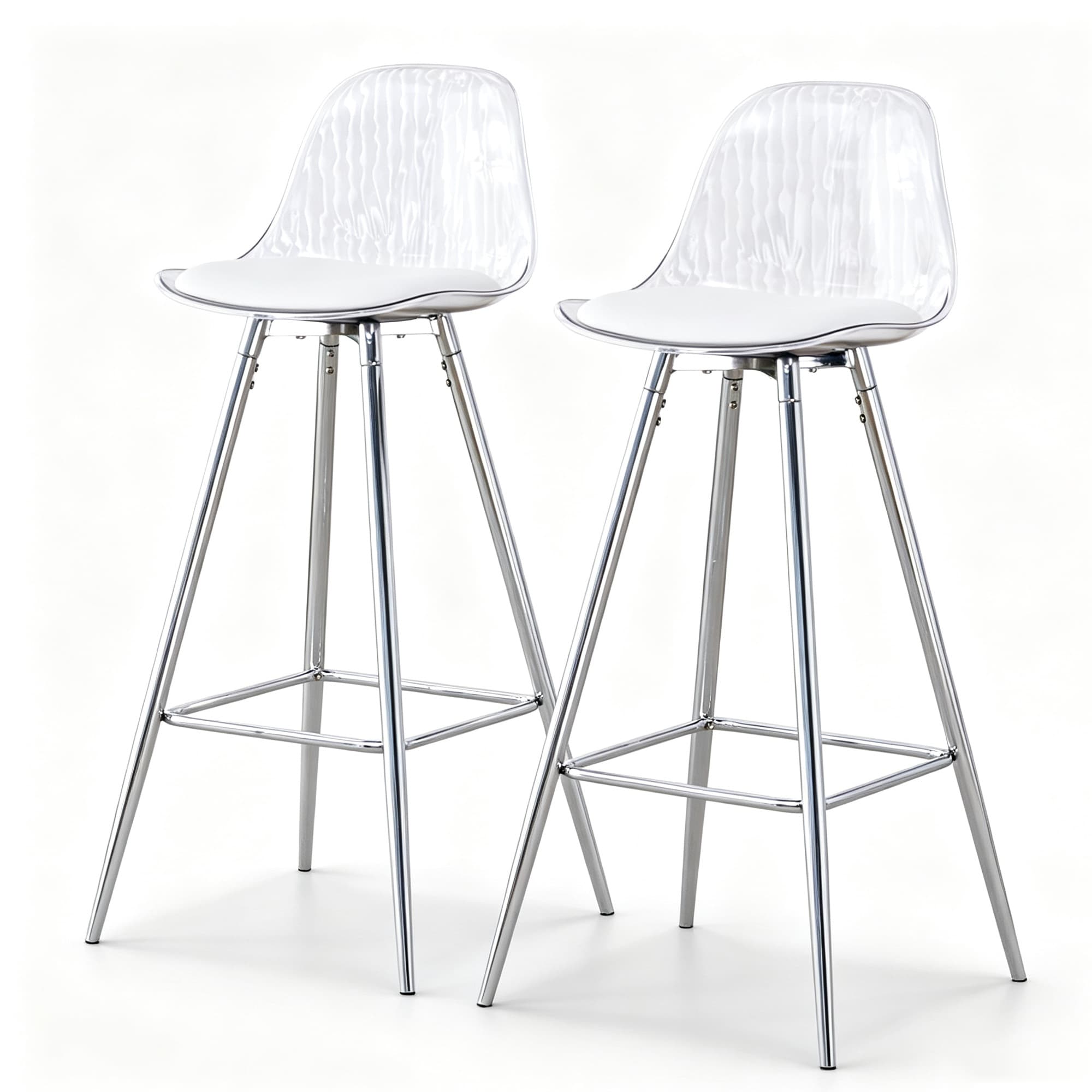 Lot de 2 tabourets de bar, Argent+Transparent Aosom France