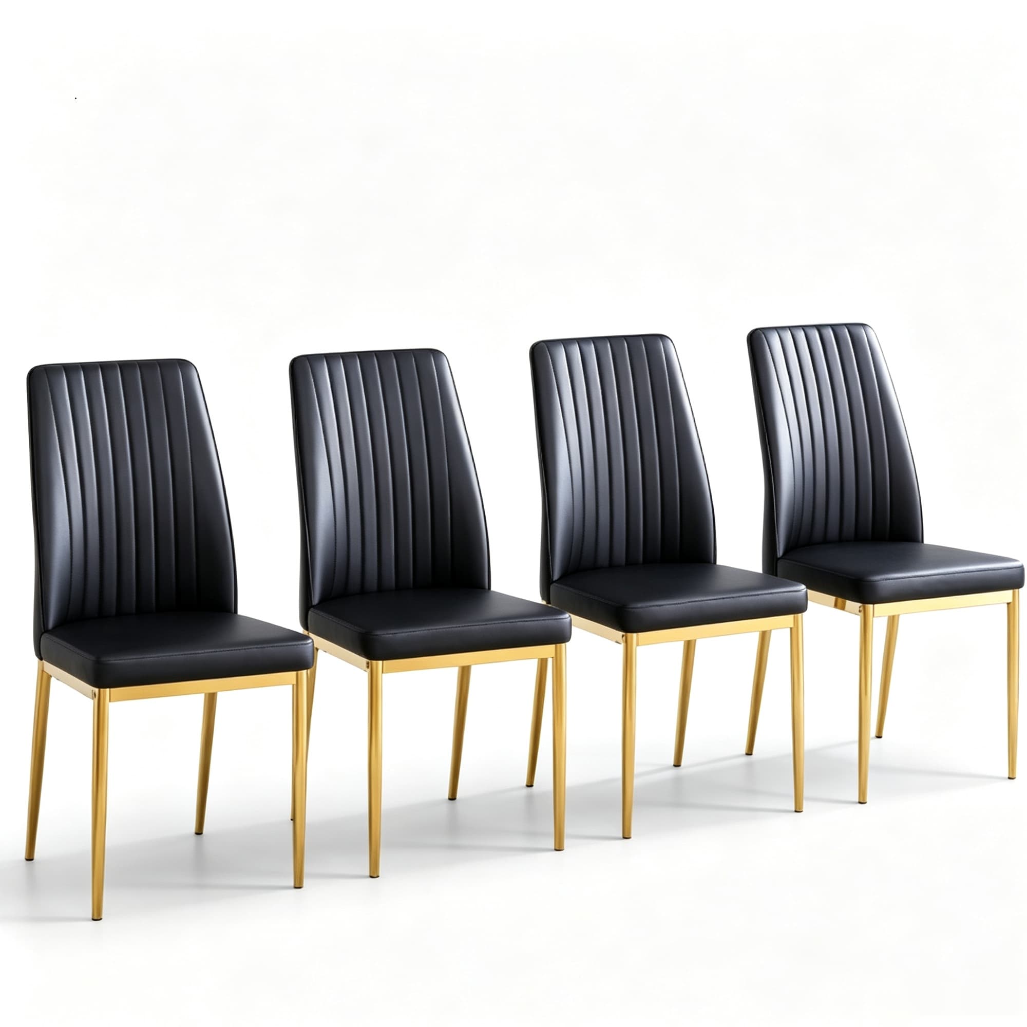 Lot de 4 chaises de salle à manger, Noir+Doré Aosom France