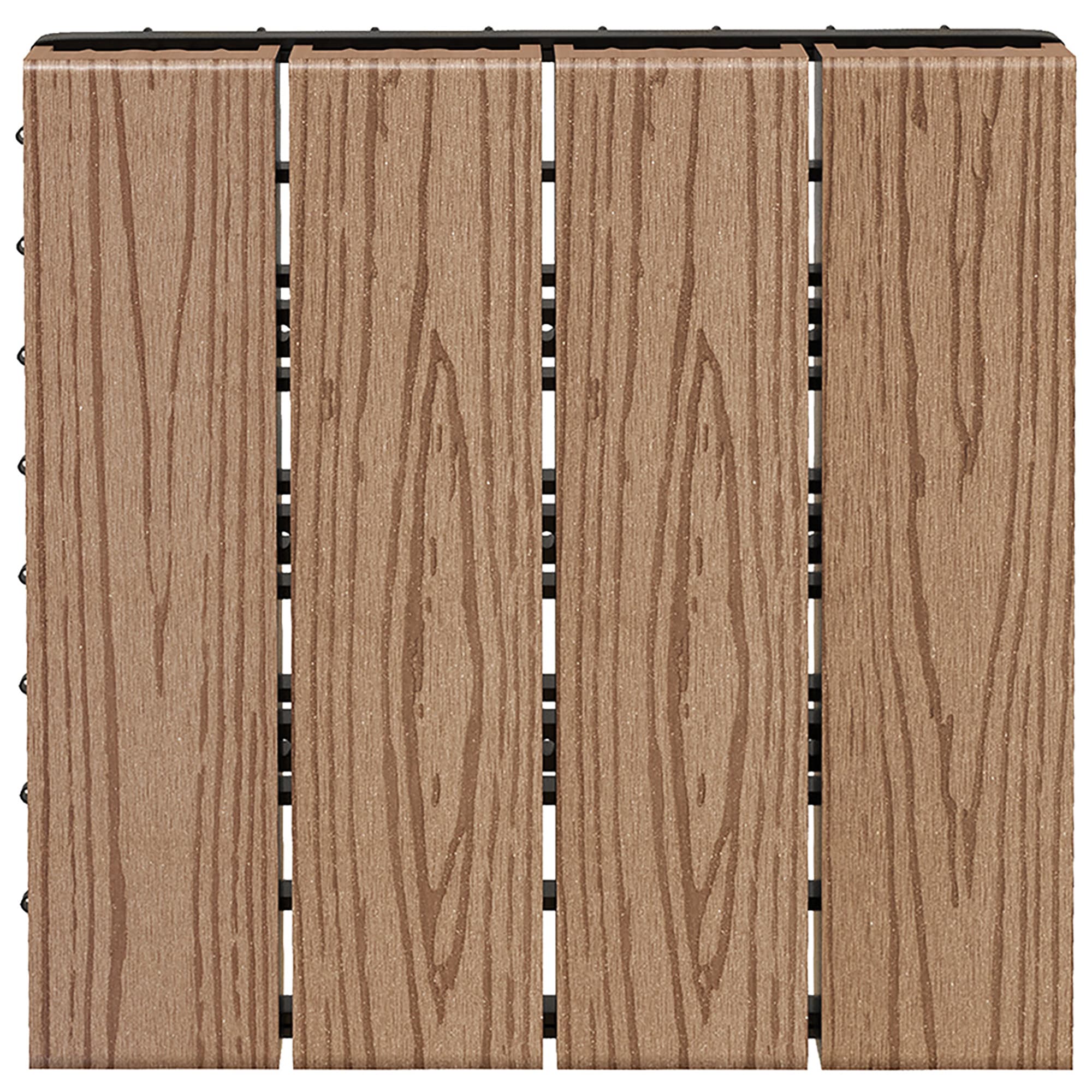 Outsunny Dalles terrasse - caillebotis - Lot de 11 pcs, Surface Max. 1 m2 - emboîtables, Installation très Simple, dim. 30 x 30 cm