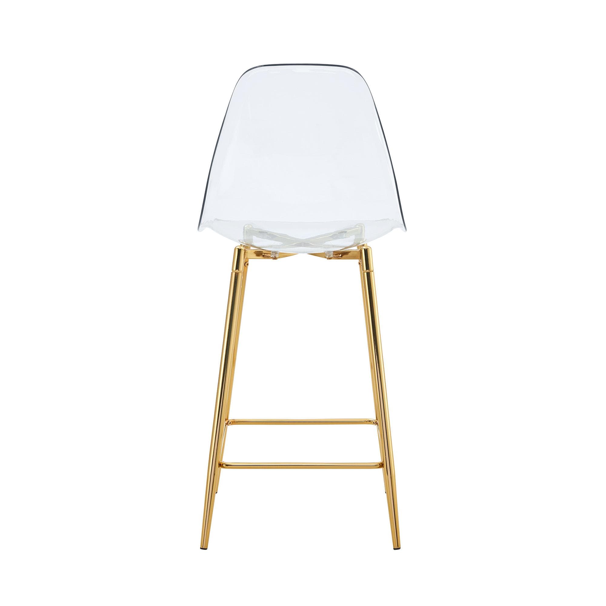 Lot de 2 tabourets de bar transparents, Doré Aosom France