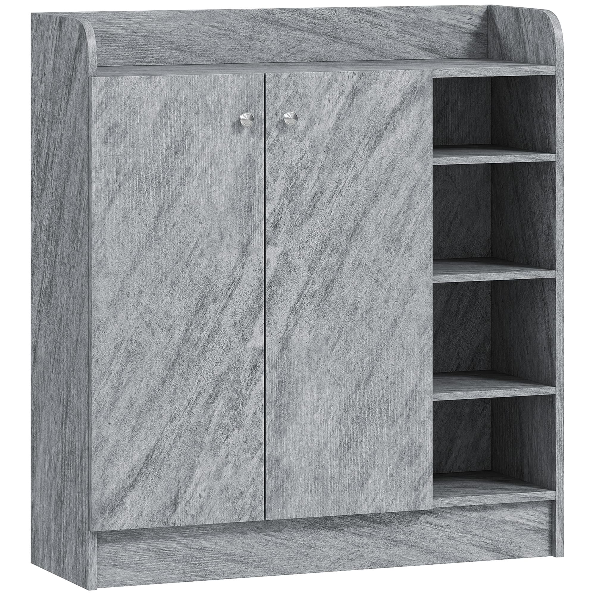 HOMCOM Meuble de rangement à chaussures pour entrée avec 4 compartiments ouverts et placard double porte - étagère réglable