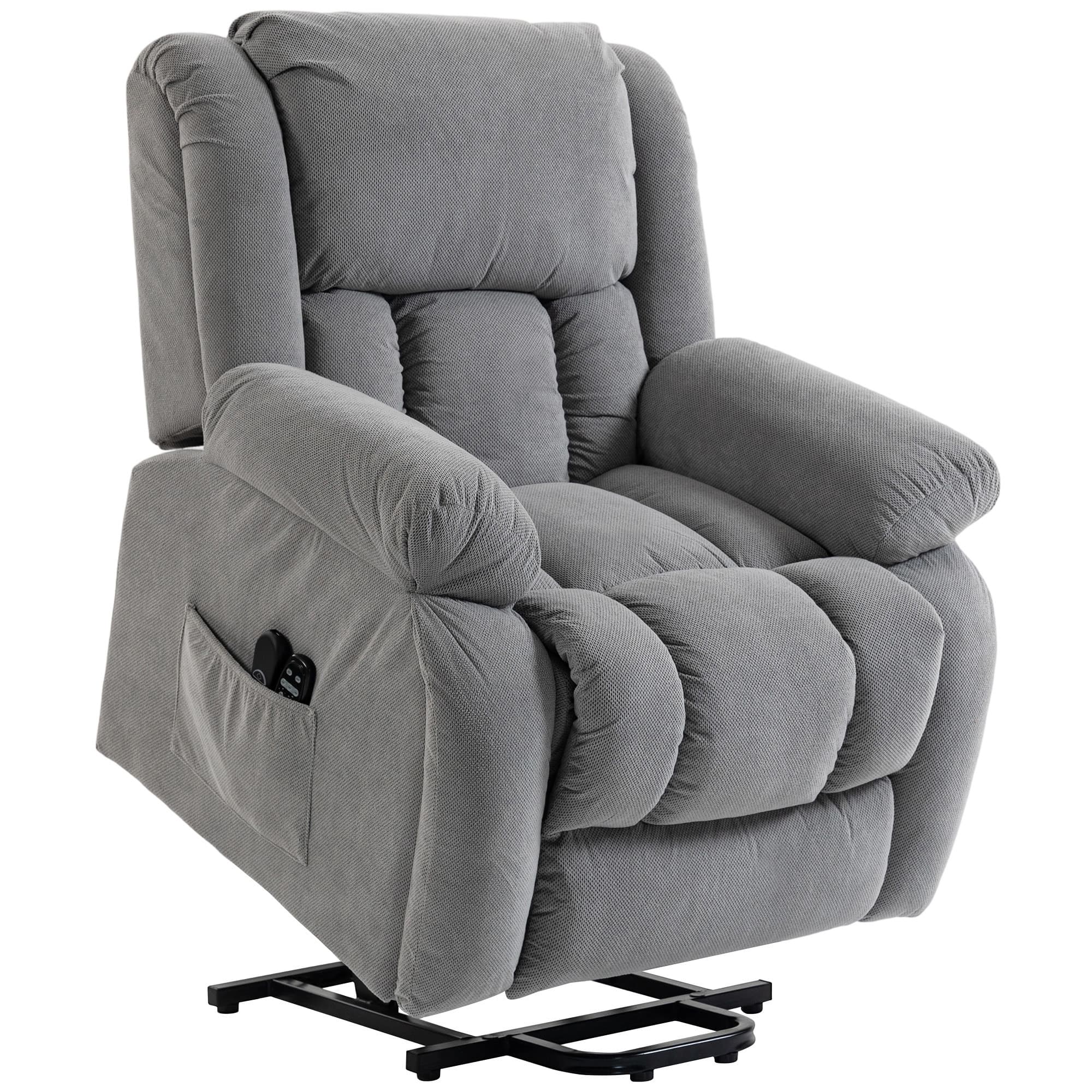HOMCOM Fauteuil releveur électrique massage et chauffage avec repose-pied, dossier inclinable, télécommande et poche latérale
