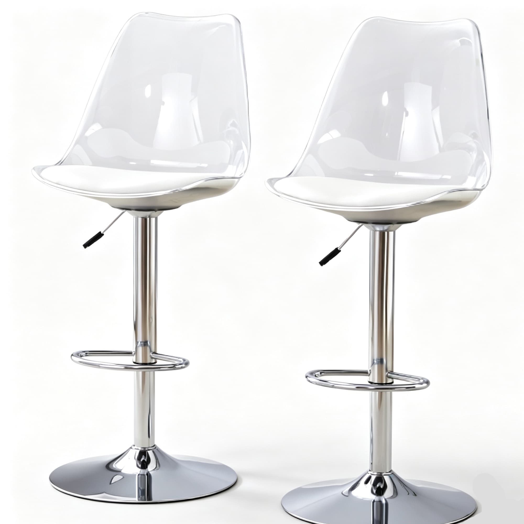 Lot de 2 tabourets de bar réglables, Blanc Aosom France