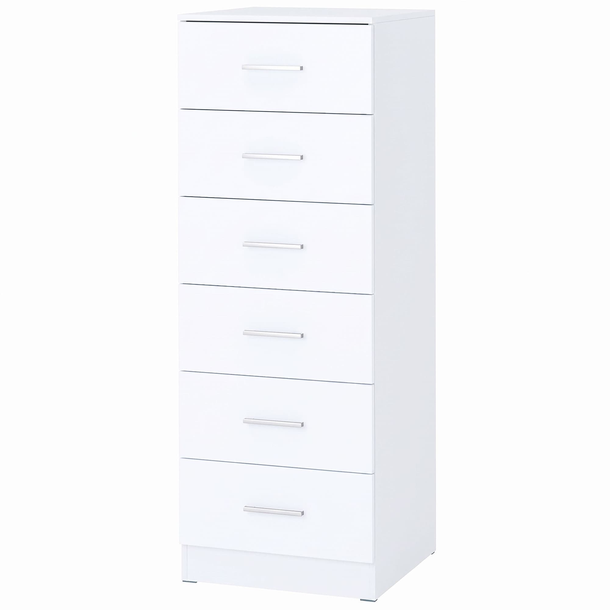 HOMCOM Commode 6 tiroirs Commode haute pour chambre avec système anti-basculement 40x40x110 cm Blanc