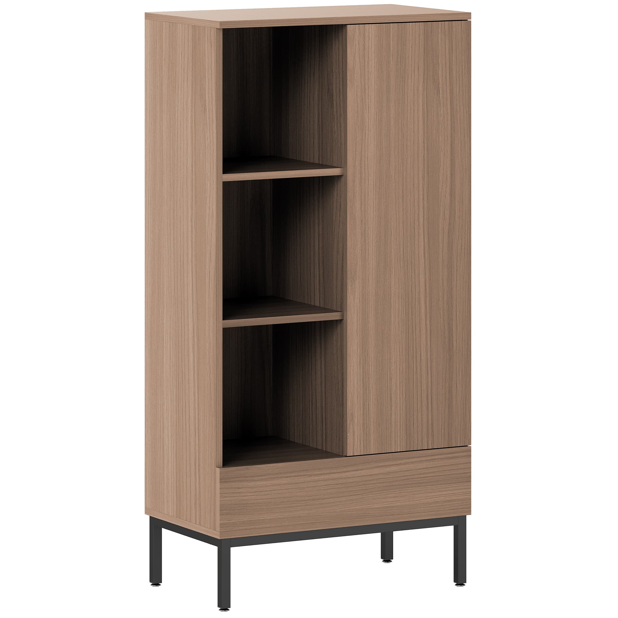 HOMCOM Buffet meuble de rangement avec placard à portes, tiroir, 3 compartiments ouverts et étagères réglables, marron