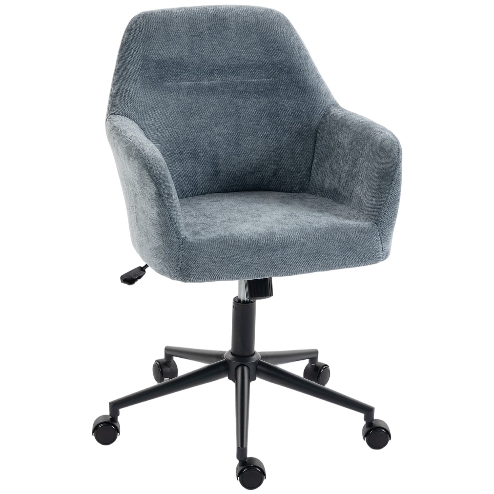 HOMCOM Chaise Bureau Ergonomique, Fauteuil de Bureau en Chenille avec Hauteur Réglable, Fonction Bascule, Bleu